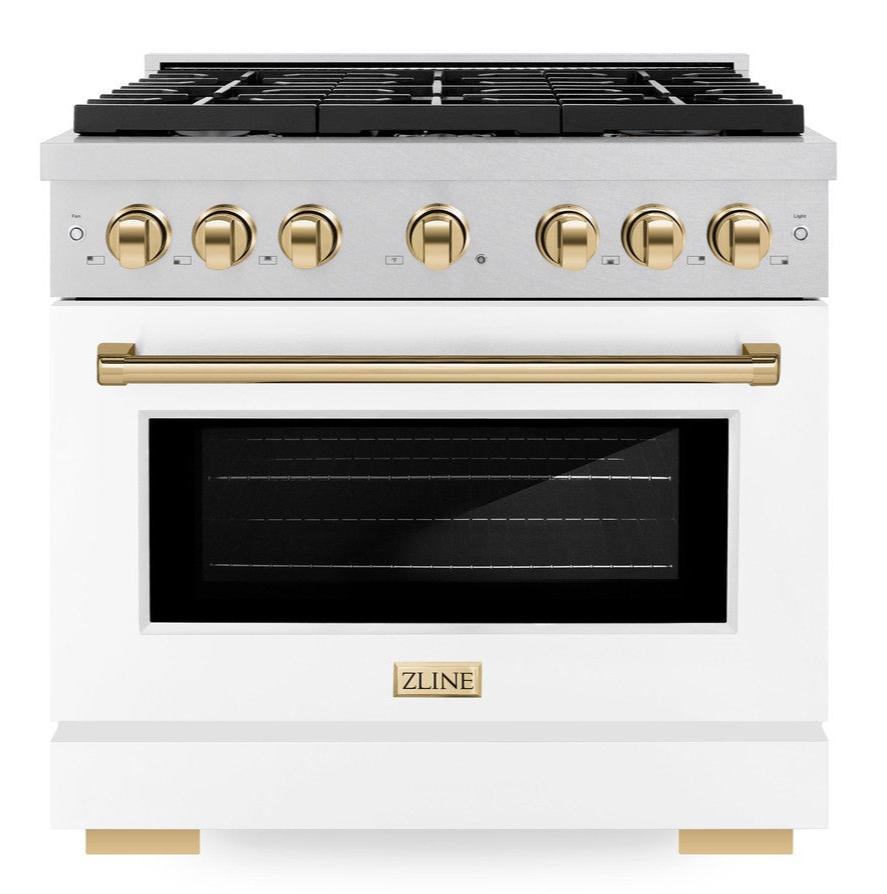 zline-autograph-edition-36-in-paramount-dual-fuel-range-5-2-cu-ft-with-6-burner-gas-cooktop-and-electric-convection-oven-in-satin-stainless-steel-with-white-matte-door-and-polished-gold-accents-sdrsz-wm-36-g