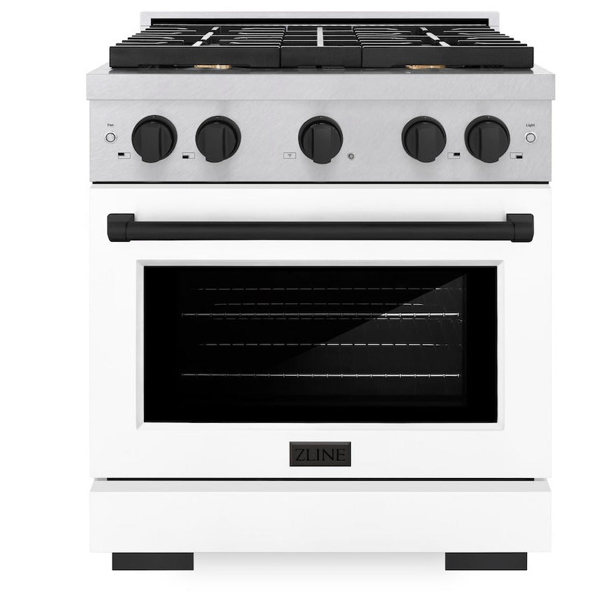 zline-autograph-edition-30-in-4-2-cu-ft-paramount-gas-range-with-4-burners-and-convection-gas-oven-in-satin-stainless-steel-with-white-matte-door-and-matte-black-accents-sgrsz-wm-30-mb