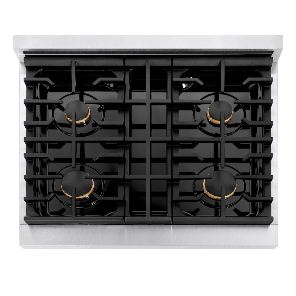 zline-autograph-edition-30-in-4-2-cu-ft-paramount-gas-range-with-4-burners-and-convection-gas-oven-in-satin-stainless-steel-with-white-matte-door-and-matte-black-accents-sgrsz-wm-30-mb