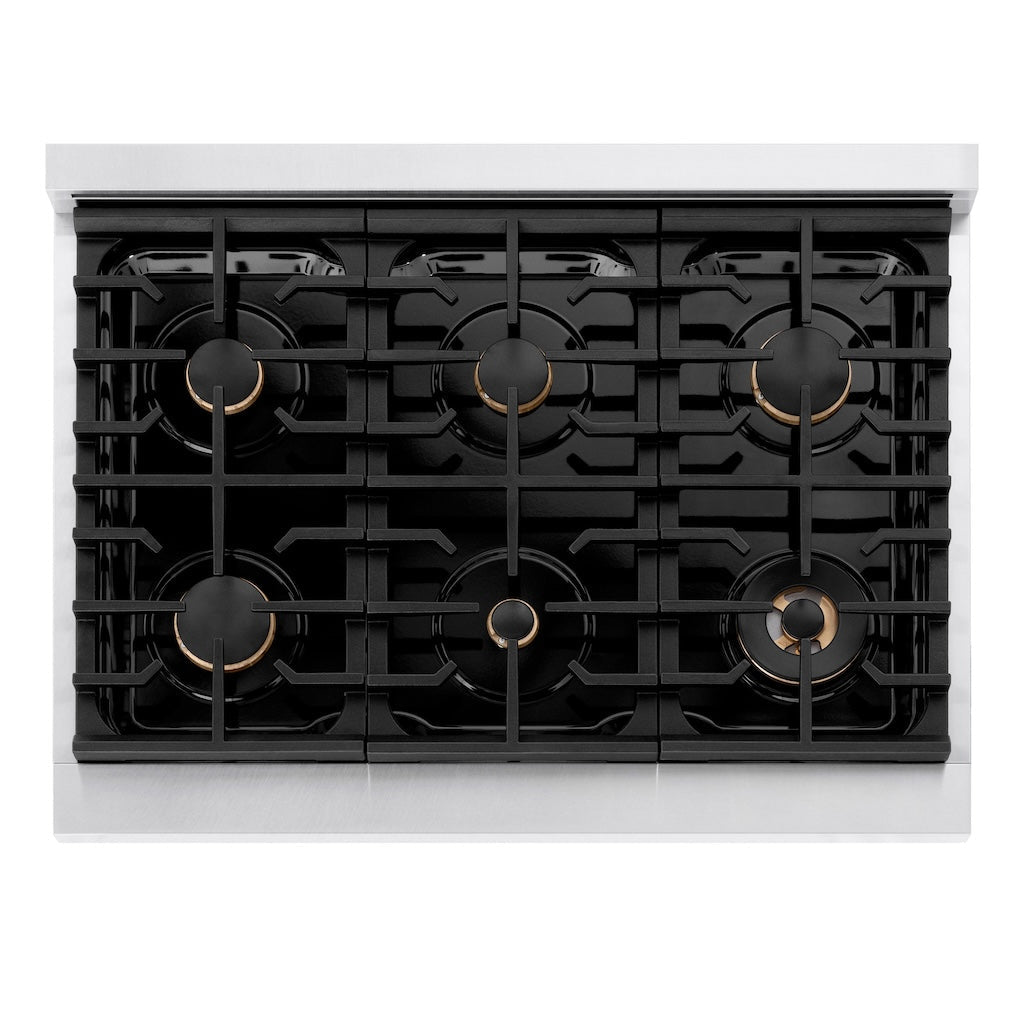 zline-autograph-edition-36-in-5-2-cu-ft-paramount-gas-range-with-6-burners-and-convection-oven-in-satin-stainless-steel-with-white-matte-door-and-champagne-bronze-accents-sgrsz-wm-36-cb