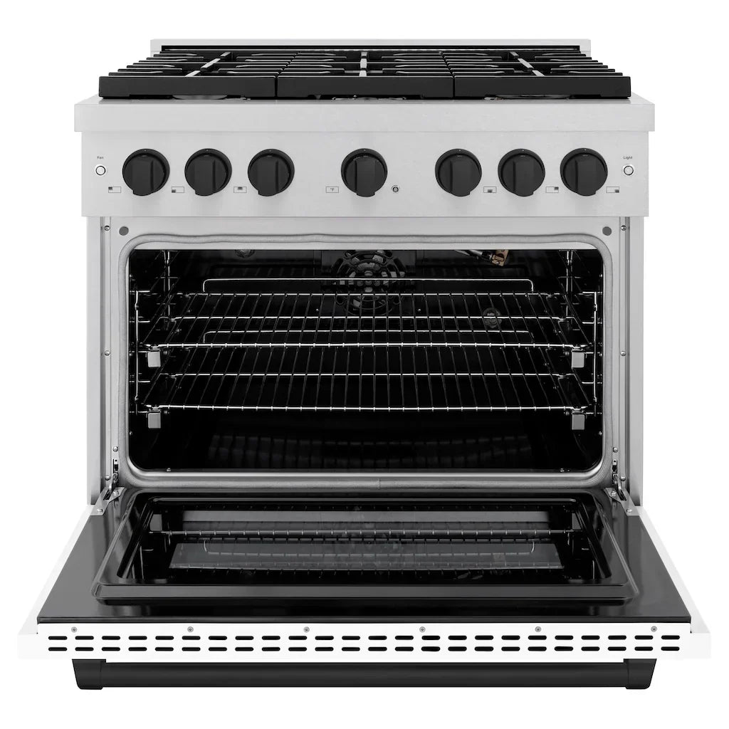 zline-autograph-edition-36-in-5-2-cu-ft-paramount-gas-range-with-6-burners-and-convection-gas-oven-in-satin-stainless-steel-with-white-matte-door-and-matte-black-accents-sgrsz-wm-36-mb