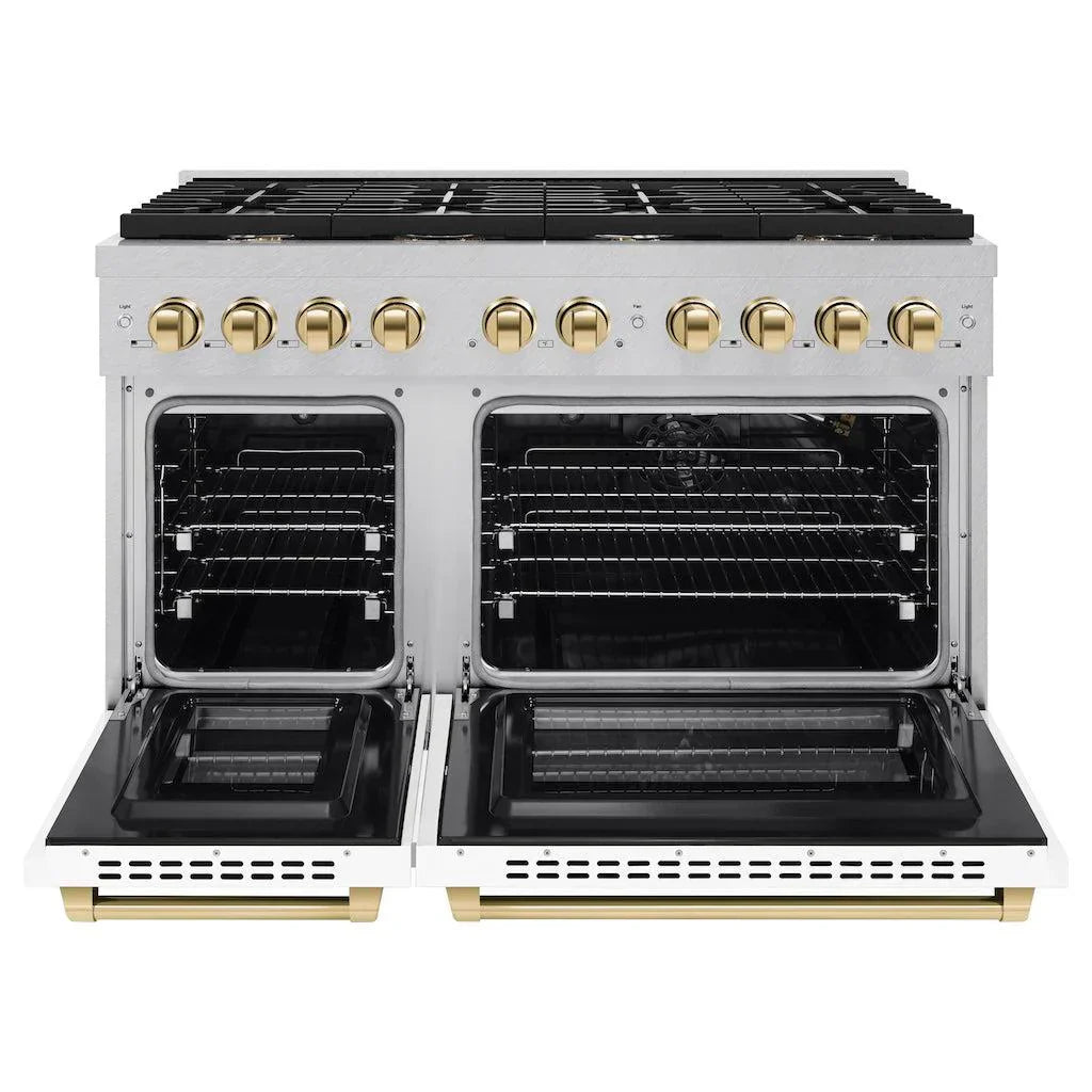 zline-autograph-48-in-6-7-cu-ft-paramount-double-oven-gas-range-with-8-burners-in-satin-stainless-steel-with-white-matte-doors-and-polished-gold-accents-sgrsz-wm-48-g