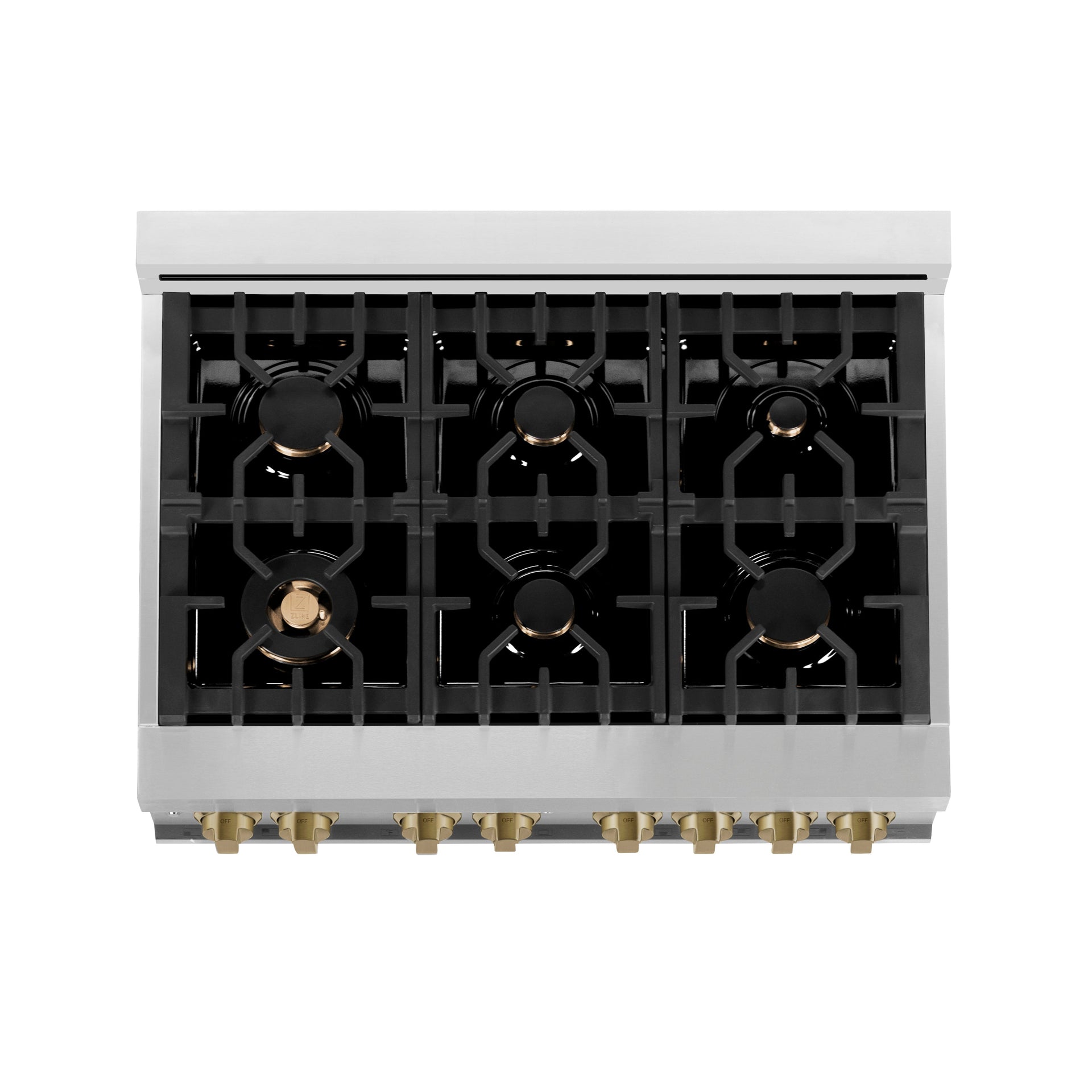 zline-autograph-edition-36-in-4-6-cu-ft-dual-fuel-range-with-gas-cooktop-and-electric-oven-black-matte-door-with-champagne-bronze-accents-raz-blm-36-cb