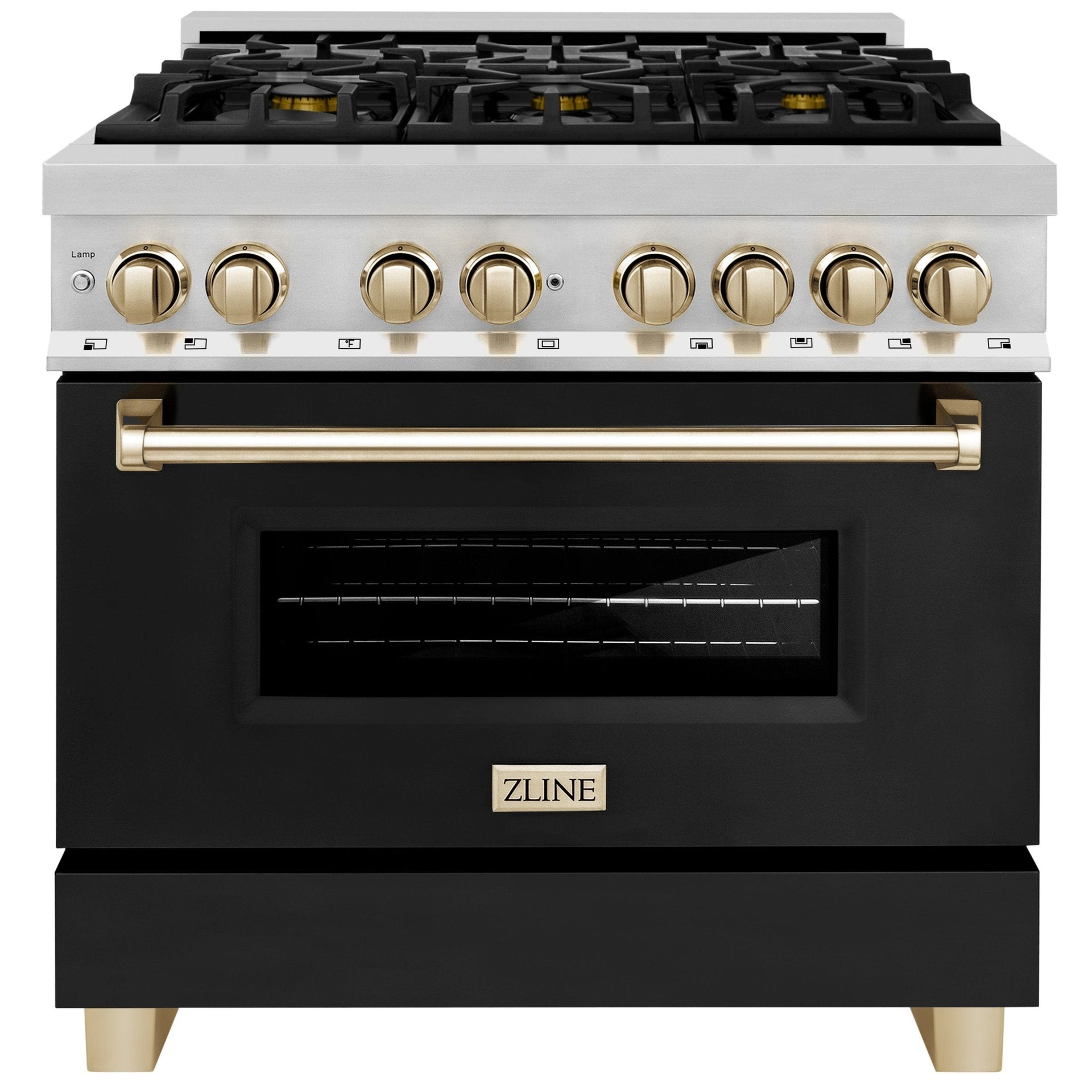 zline-autograph-36-in-dual-fuel-range-4-6-cu-ft-with-gas-cooktop-electric-oven-black-matte-door-and-gold-accents-raz-blm-36-g