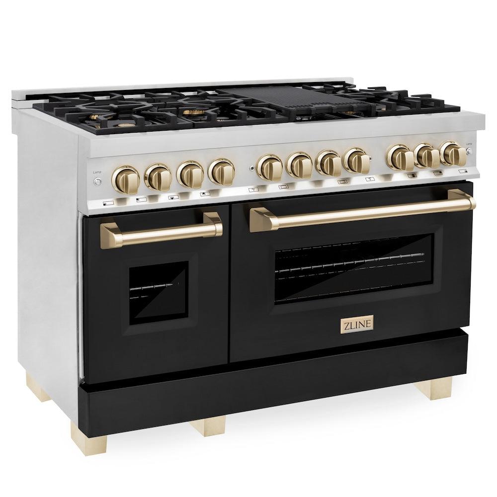 zline-autograph-edition-48-in-dual-fuel-range-with-black-matte-door-and-gold-accents-6-0-cu-ft-raz-blm-48-g