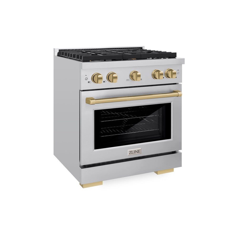 zline-autograph-edition-30-in-paramount-dual-fuel-range-4-burners-4-2-cu-ft-electric-convection-oven-stainless-steel-with-champagne-bronze-accents-sdrz-30-cb