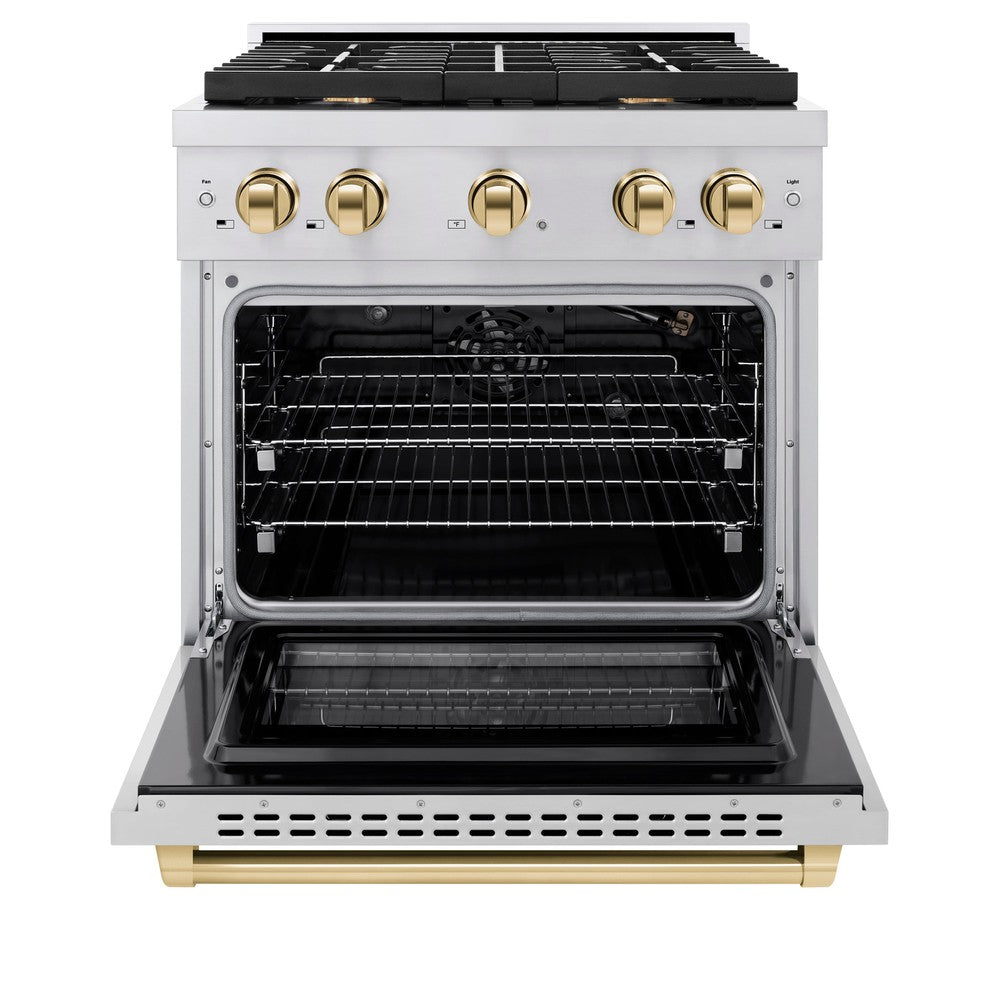 zline-autograph-edition-30-in-paramount-dual-fuel-range-4-2-cu-ft-with-4-gas-burners-and-electric-convection-oven-in-stainless-steel-with-polished-gold-accents-sdrz-30-g