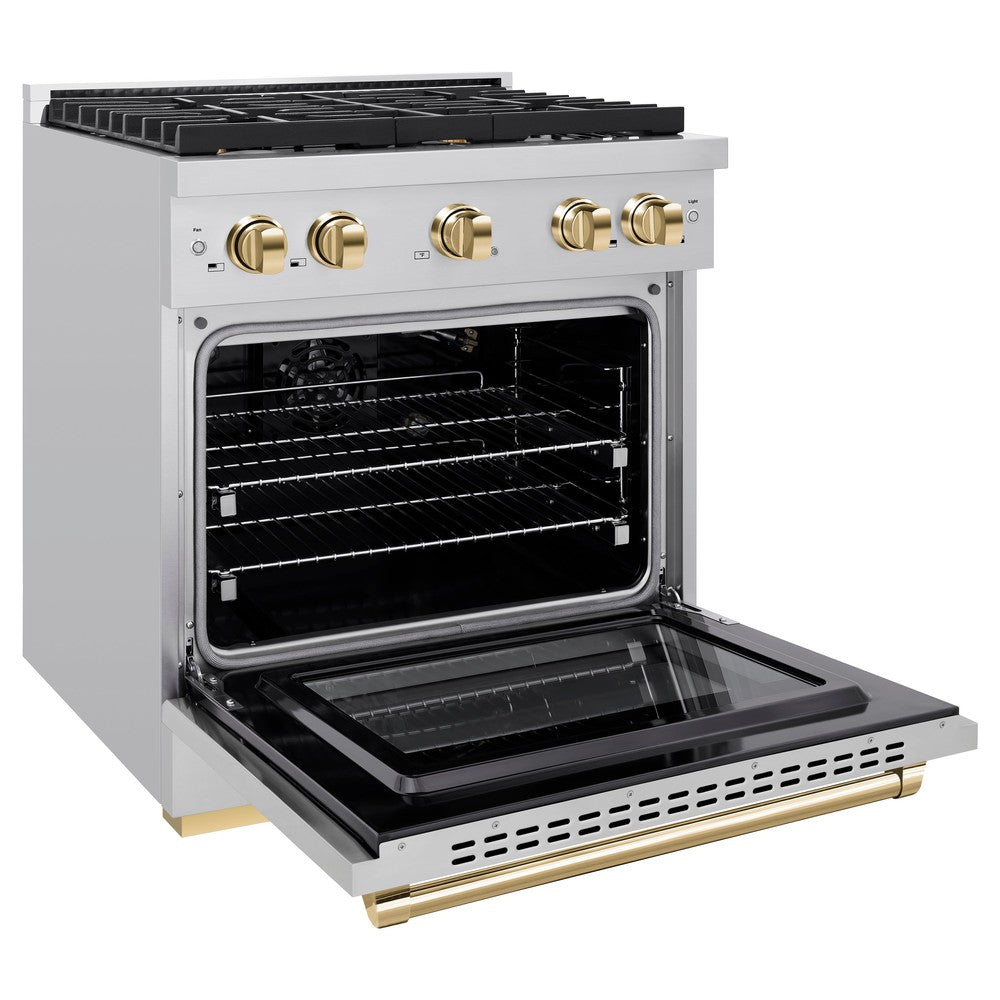 zline-autograph-edition-30-in-paramount-dual-fuel-range-4-2-cu-ft-with-4-gas-burners-and-electric-convection-oven-in-stainless-steel-with-polished-gold-accents-sdrz-30-g