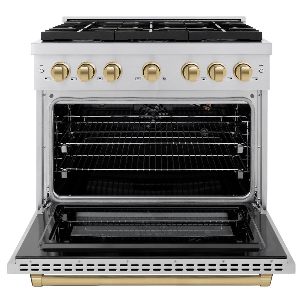 zline-autograph-edition-36-in-5-2-cu-ft-paramount-dual-fuel-range-with-6-burner-gas-cooktop-and-electric-convection-oven-in-stainless-steel-with-champagne-bronze-accents-sdrz-36-cb