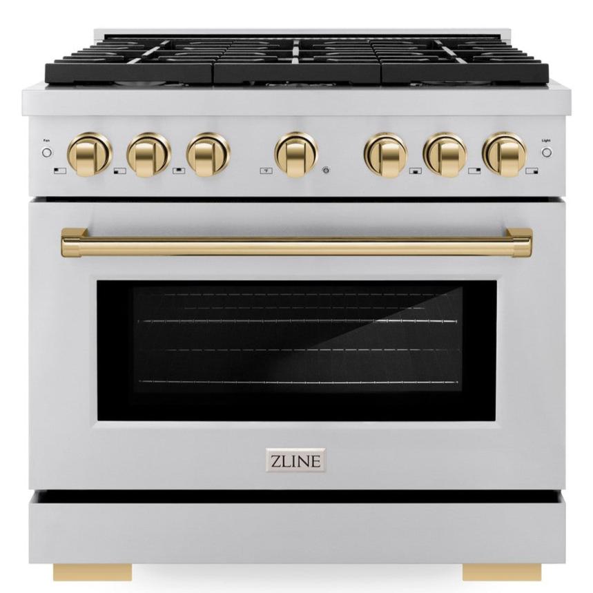 zline-autograph-edition-36-in-dual-fuel-range-with-6-gas-burners-and-electric-convection-oven-5-2-cu-ft-stainless-steel-with-polished-gold-accents-sdrz-36-g