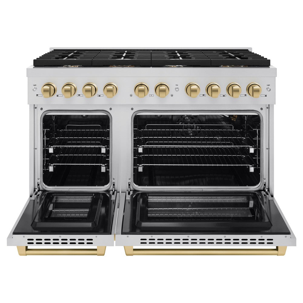 zline-autograph-edition-48-in-6-7-cu-ft-paramount-double-oven-dual-fuel-range-with-8-gas-burners-stainless-steel-with-champagne-bronze-accents-sdrz-48-cb