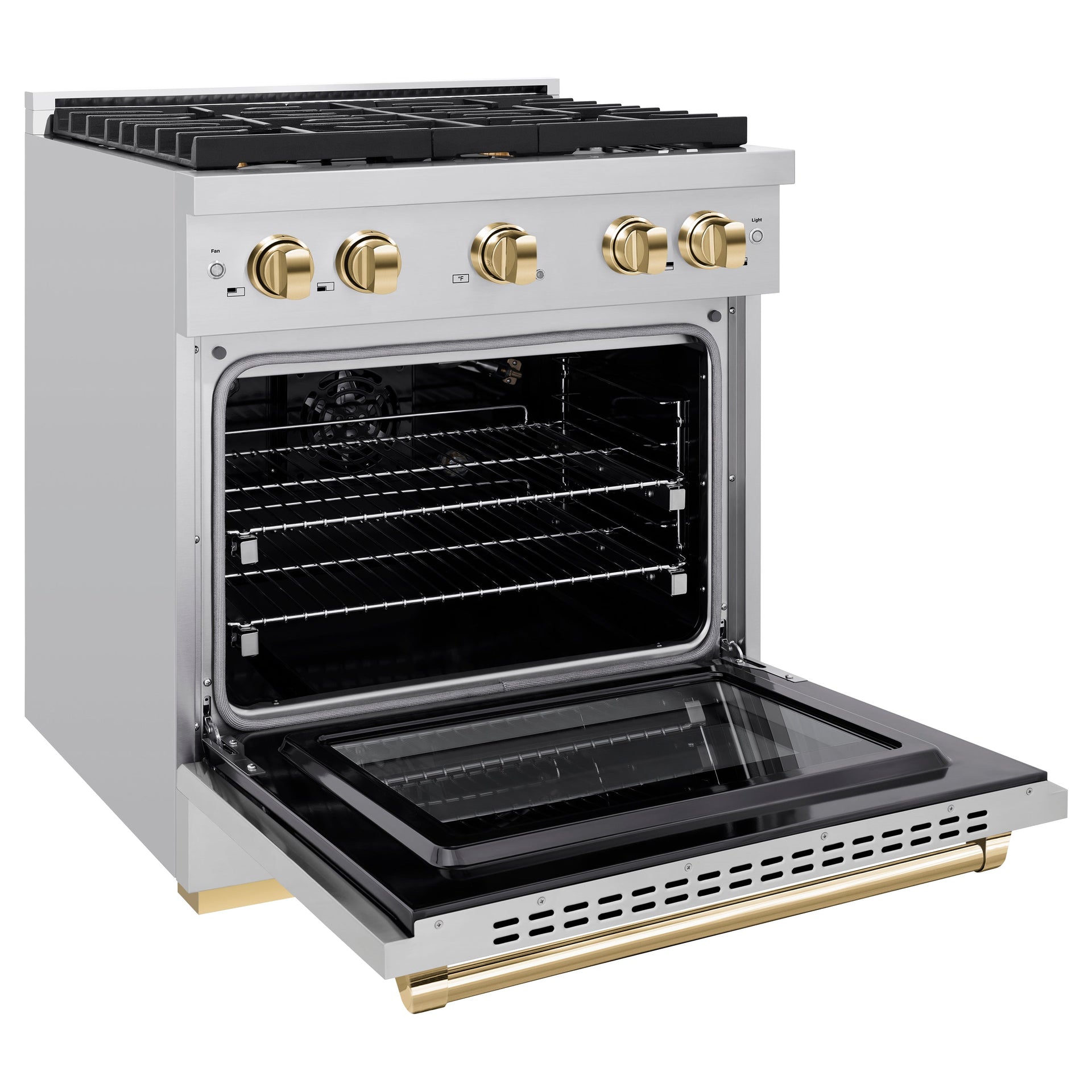 zline-autograph-edition-30-in-4-2-cu-ft-paramount-gas-range-with-4-burner-cooktop-and-convection-gas-oven-in-stainless-steel-with-gold-accents-sgrz-30-g