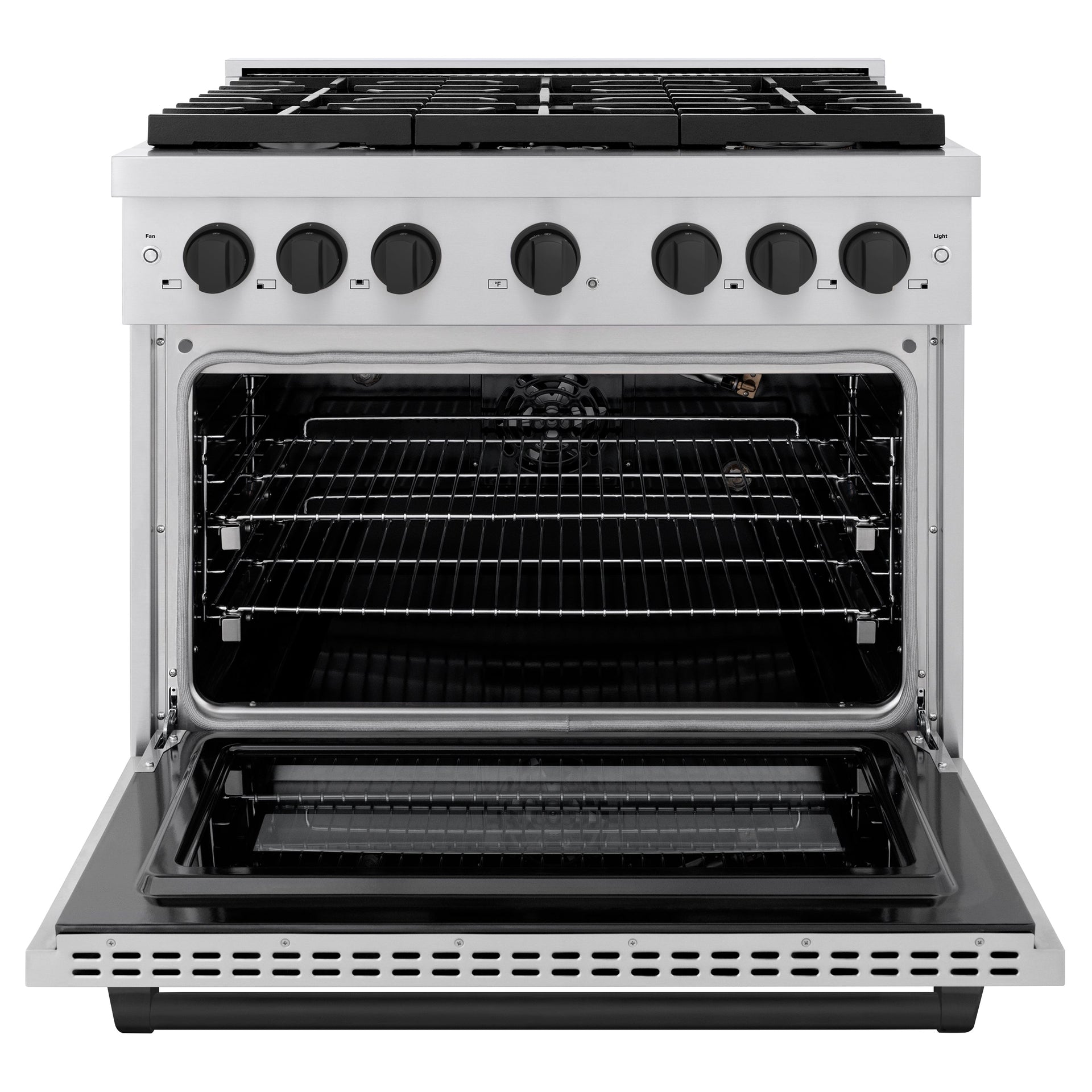 zline-autograph-edition-36-in-5-2-cu-ft-paramount-gas-range-with-6-burners-and-convection-gas-oven-in-stainless-steel-with-matte-black-accents-sgrz-36-mb