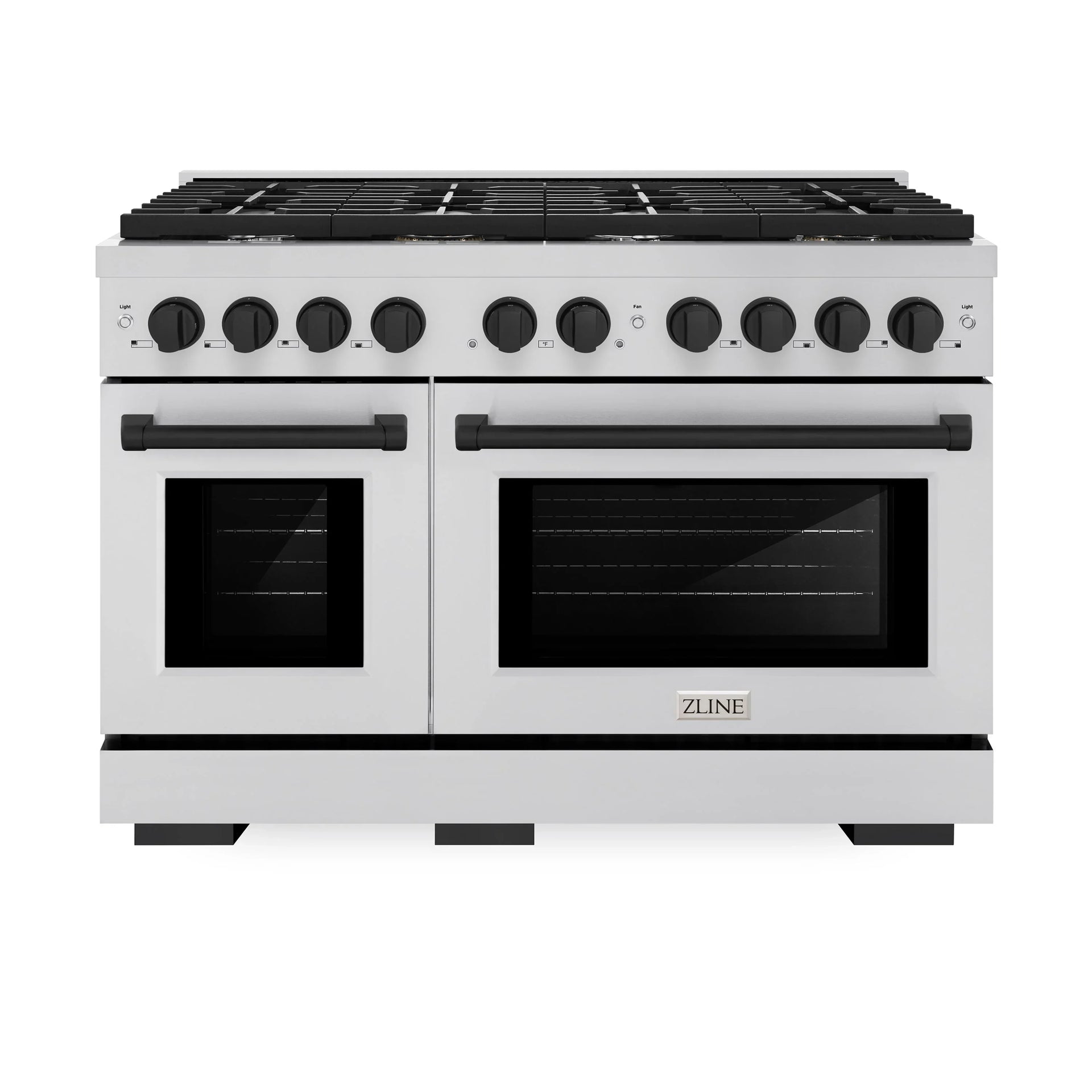 zline-autograph-edition-48-in-6-7-cu-ft-paramount-double-oven-gas-range-with-8-burners-in-stainless-steel-with-matte-black-accents-sgrz-48-mb