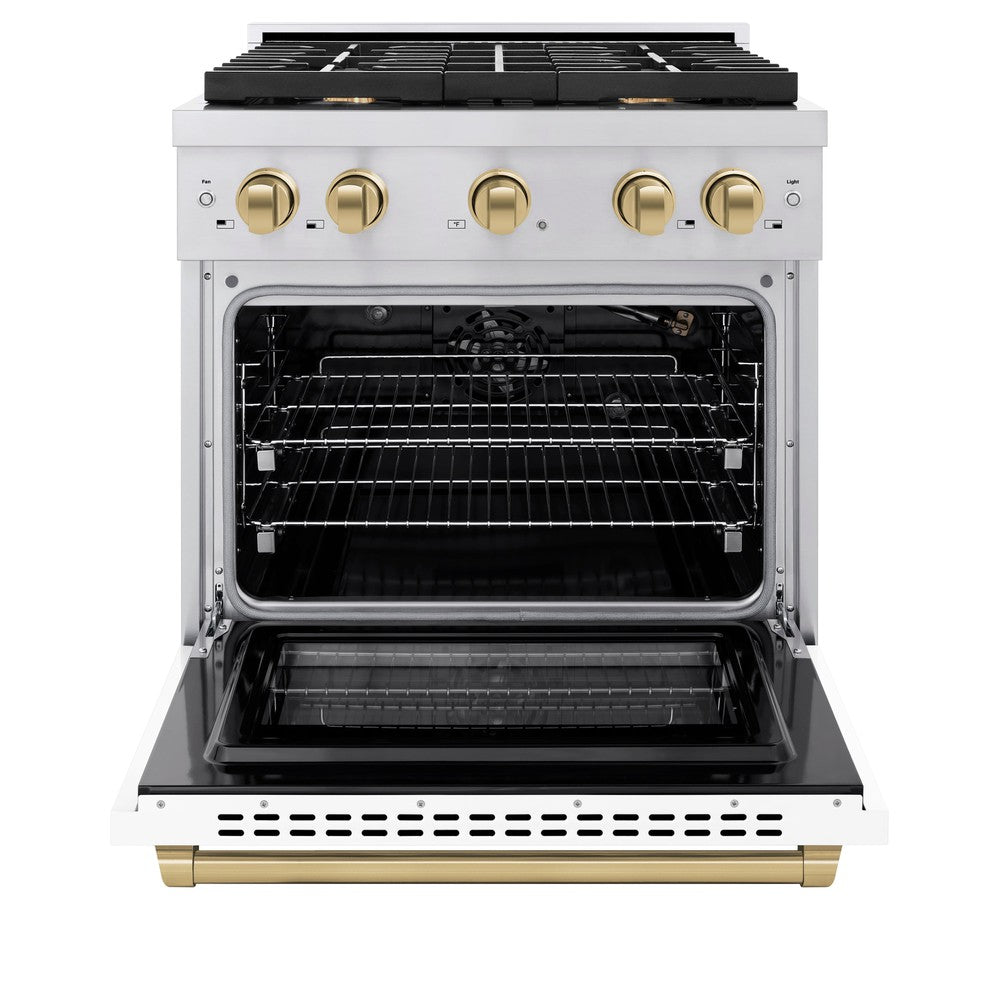 zline-autograph-30-in-paramount-dual-fuel-range-4-burners-4-2-cu-ft-electric-convection-oven-white-matte-door-with-champagne-bronze-accents-sdrz-wm-30-cb