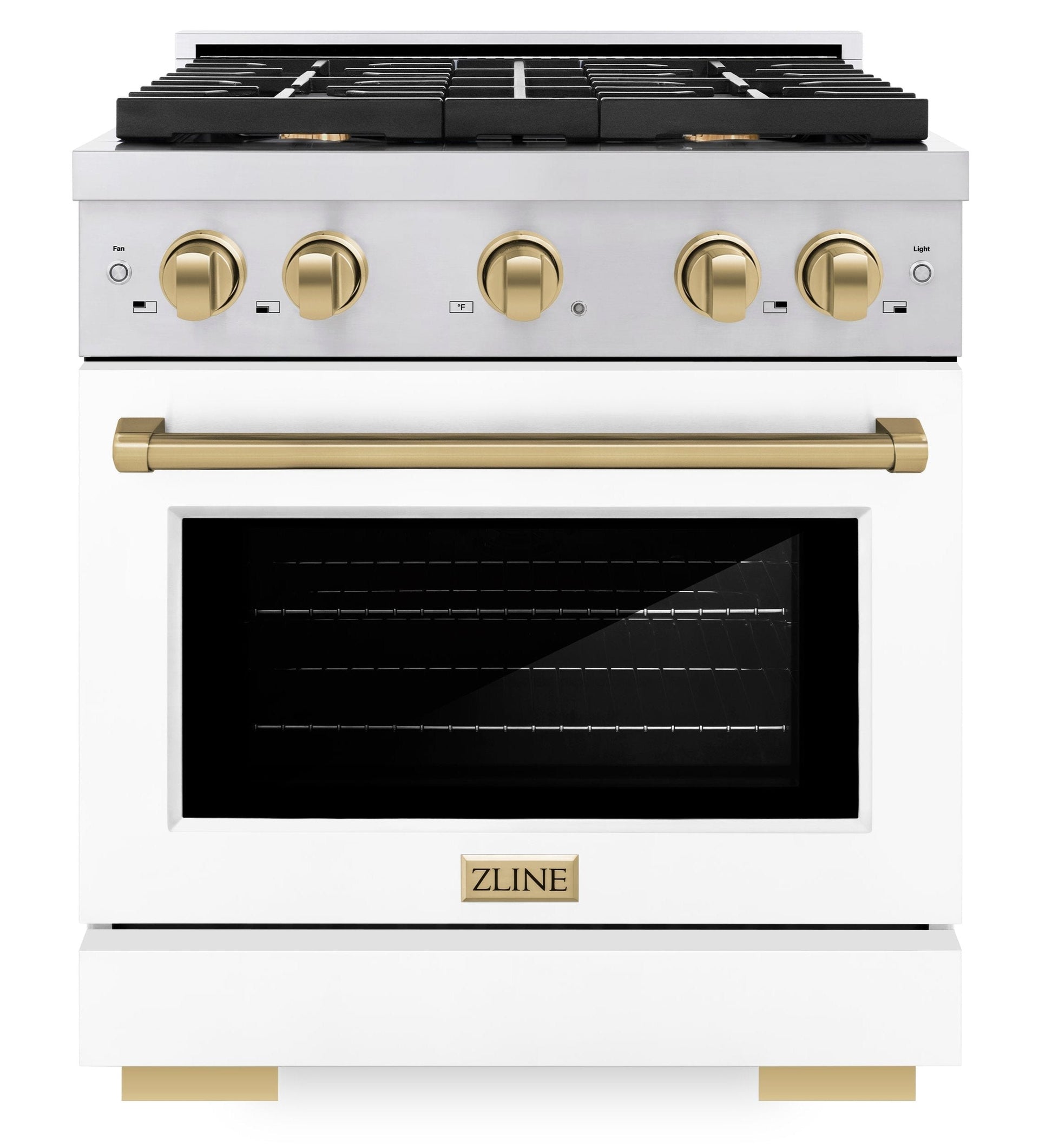 zline-autograph-30-in-paramount-dual-fuel-range-4-burners-4-2-cu-ft-electric-convection-oven-white-matte-door-with-champagne-bronze-accents-sdrz-wm-30-cb