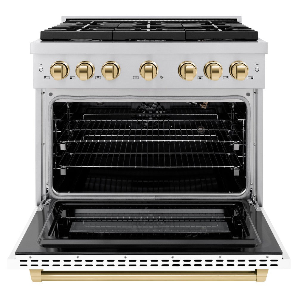 zline-autograph-edition-36-in-5-2-cu-ft-paramount-dual-fuel-range-with-6-burner-gas-cooktop-and-electric-convection-oven-in-stainless-steel-with-white-matte-door-and-polished-gold-accents-sdrz-wm-36-g