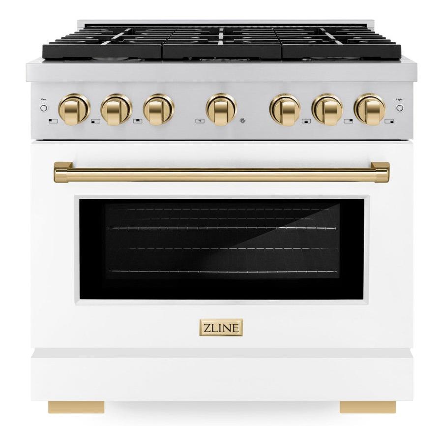 zline-autograph-edition-36-in-5-2-cu-ft-paramount-dual-fuel-range-with-6-burner-gas-cooktop-and-electric-convection-oven-in-stainless-steel-with-white-matte-door-and-polished-gold-accents-sdrz-wm-36-g