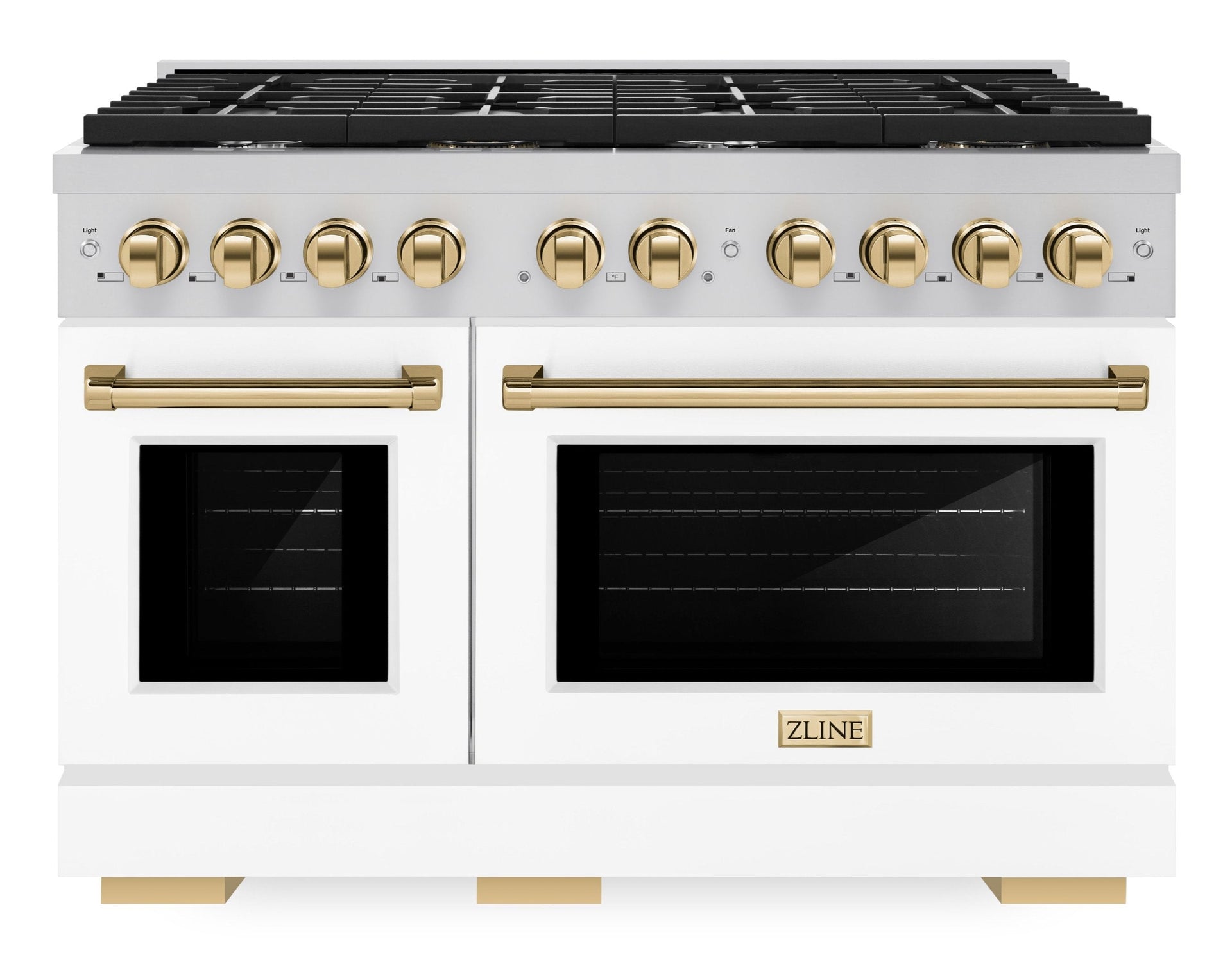 zline-autograph-edition-48-in-paramount-double-oven-dual-fuel-range-with-8-gas-burners-6-7-cu-ft-white-matte-doors-and-polished-gold-accents-sdrz-wm-48-g