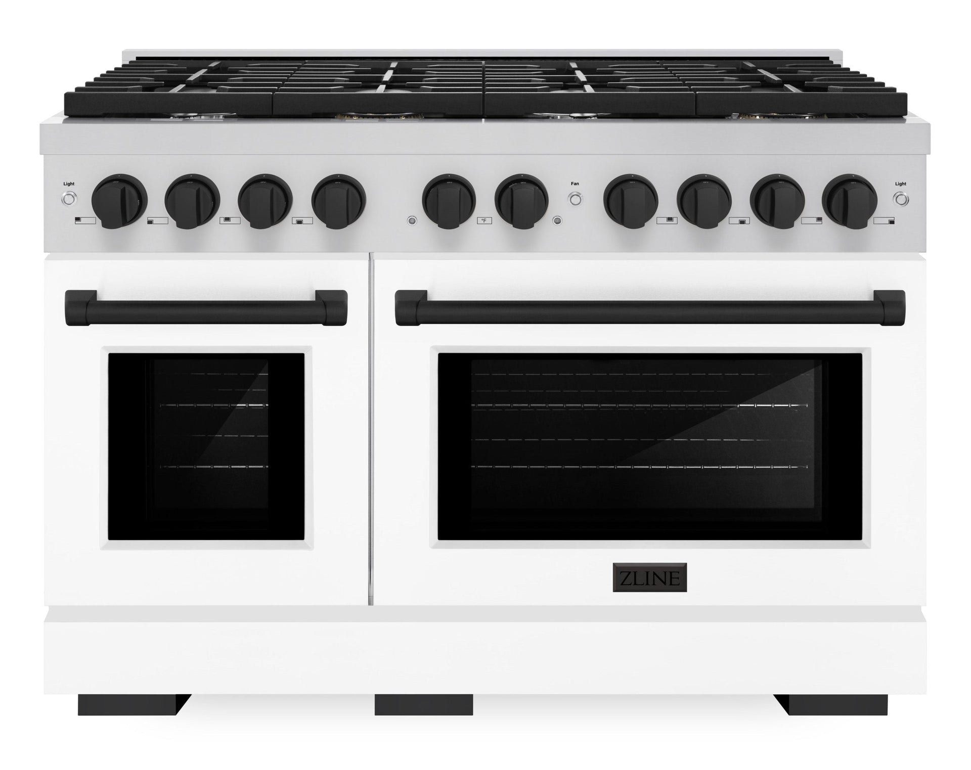 zline-autograph-edition-48-in-paramount-double-oven-dual-fuel-range-with-8-gas-burners-white-matte-doors-and-matte-black-accents-6-7-cu-ft-sdrz-wm-48-mb