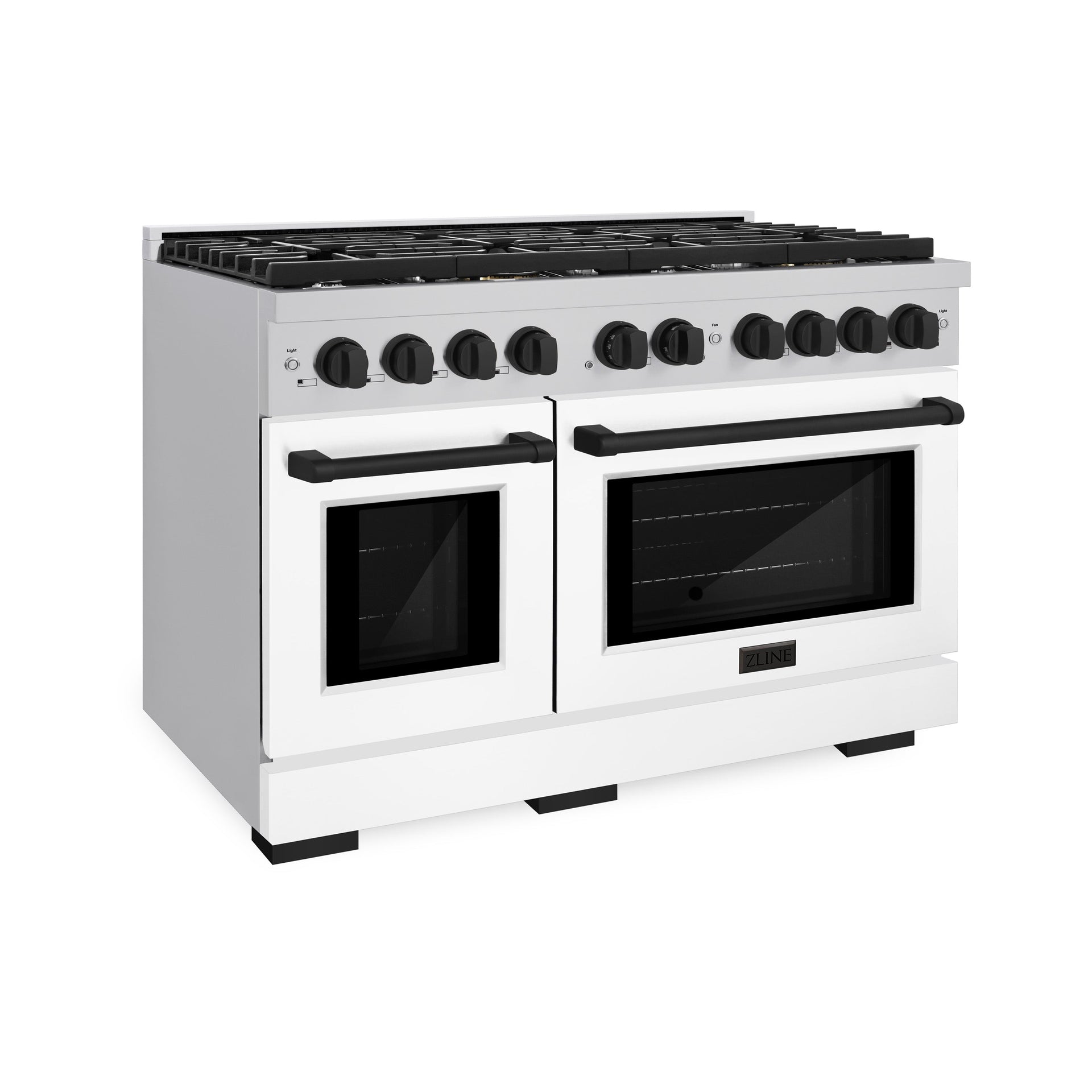 zline-autograph-edition-48-in-paramount-double-oven-dual-fuel-range-with-8-gas-burners-white-matte-doors-and-matte-black-accents-6-7-cu-ft-sdrz-wm-48-mb