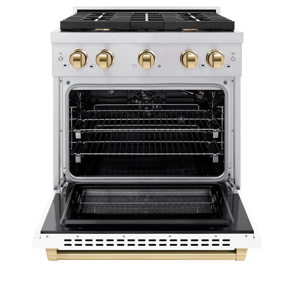 zline-autograph-30-in-4-2-cu-ft-paramount-gas-range-with-4-burners-and-convection-gas-oven-in-stainless-steel-with-white-matte-door-and-champagne-bronze-accents-sgrz-wm-30-cb
