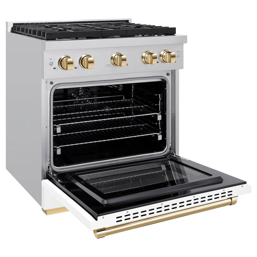 zline-autograph-30-in-4-2-cu-ft-paramount-gas-range-with-4-burners-and-convection-gas-oven-in-stainless-steel-with-white-matte-door-and-champagne-bronze-accents-sgrz-wm-30-cb