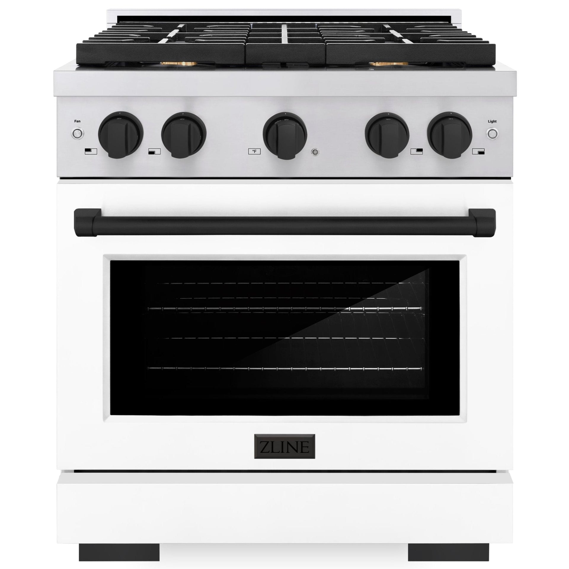 zline-autograph-30-in-4-2-cu-ft-paramount-gas-range-with-convection-oven-stainless-steel-with-white-matte-door-and-matte-black-accents-sgrz-wm-30-mb