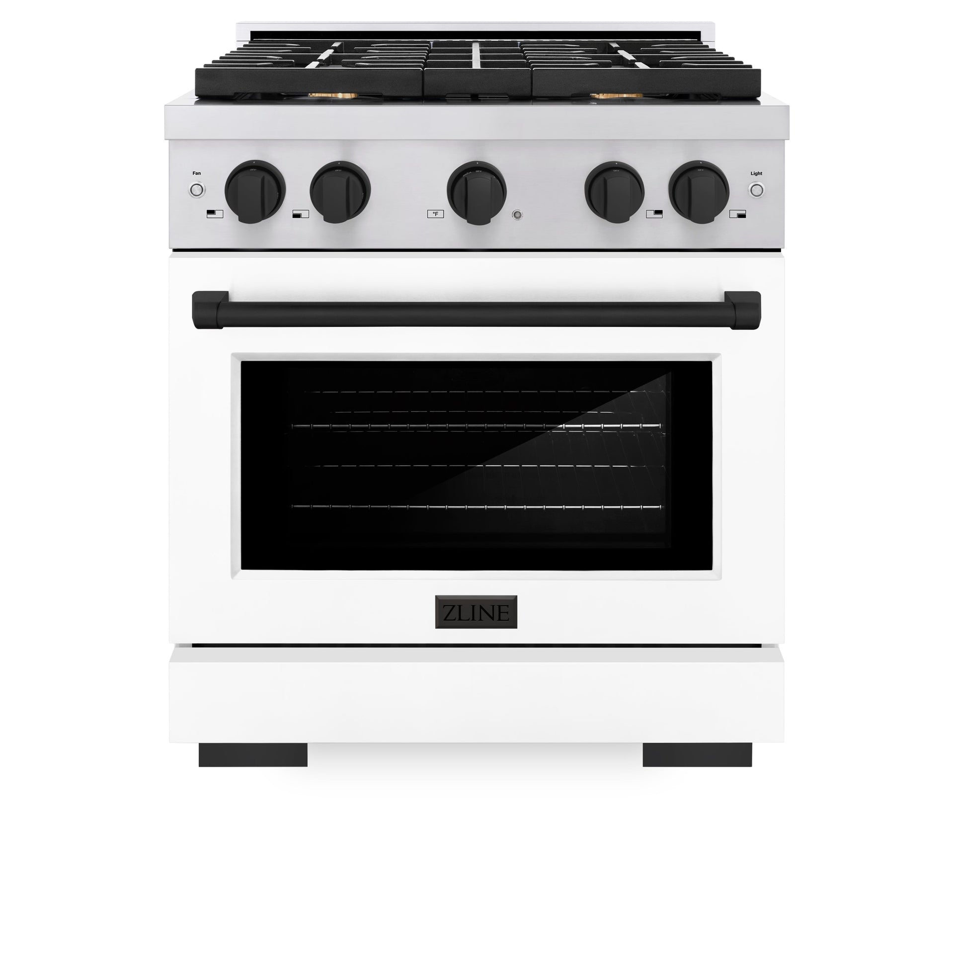 zline-autograph-30-in-4-2-cu-ft-paramount-gas-range-with-convection-oven-stainless-steel-with-white-matte-door-and-matte-black-accents-sgrz-wm-30-mb