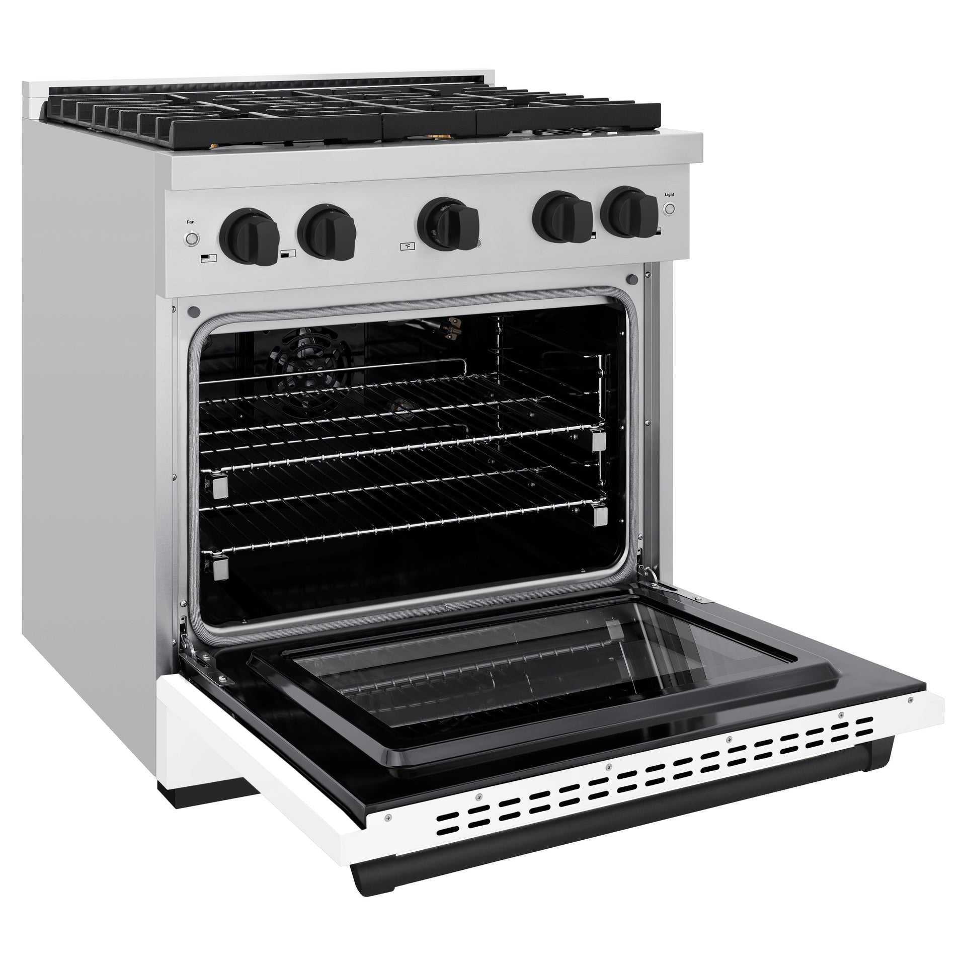 zline-autograph-30-in-4-2-cu-ft-paramount-gas-range-with-convection-oven-stainless-steel-with-white-matte-door-and-matte-black-accents-sgrz-wm-30-mb