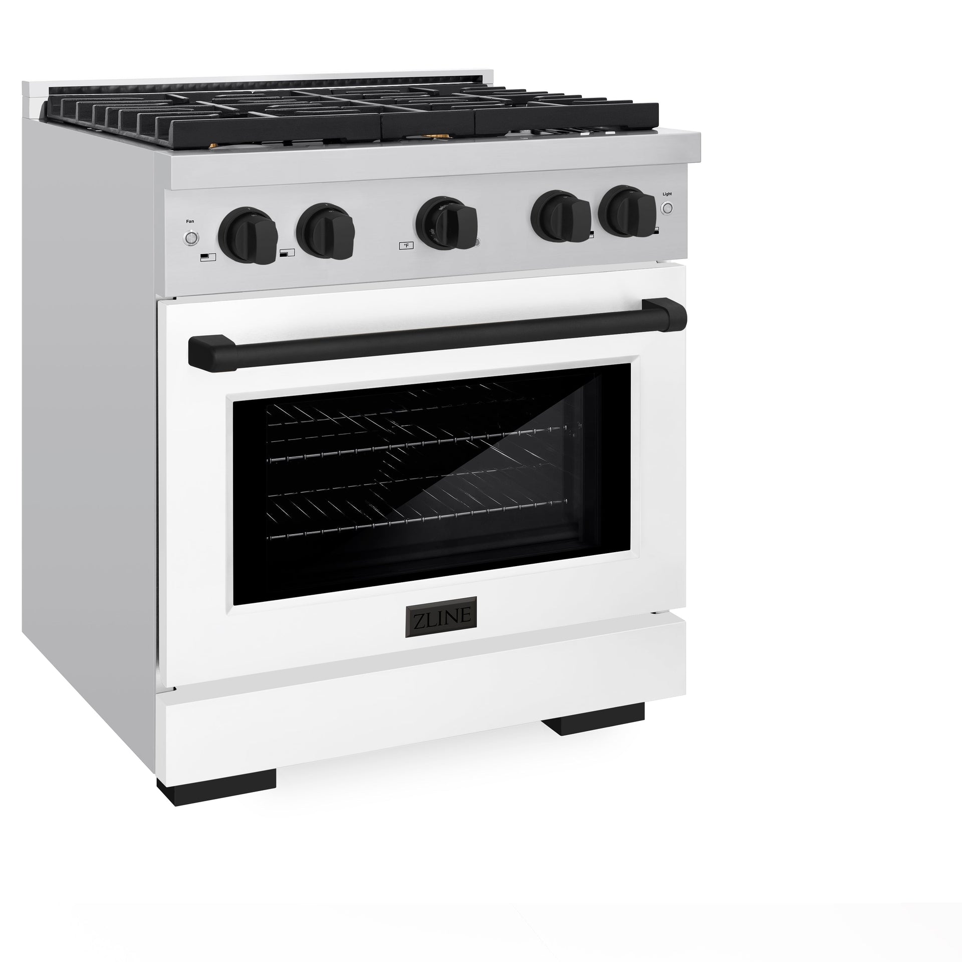 zline-autograph-30-in-4-2-cu-ft-paramount-gas-range-with-convection-oven-stainless-steel-with-white-matte-door-and-matte-black-accents-sgrz-wm-30-mb