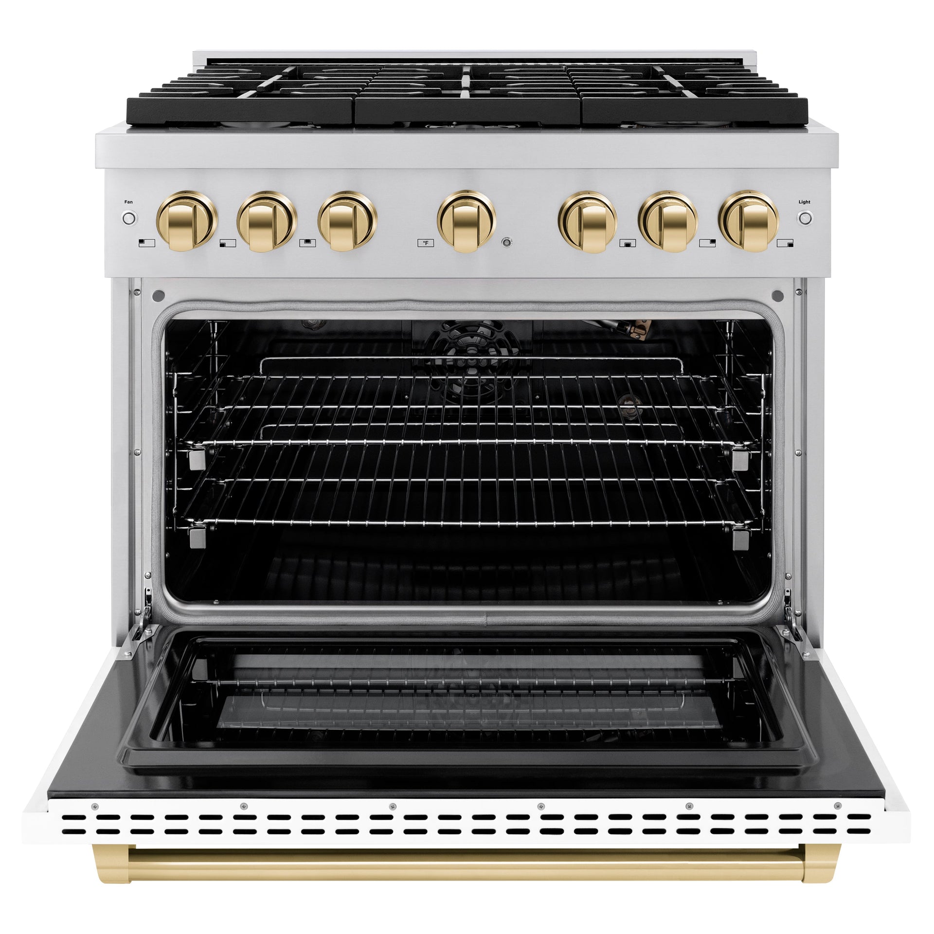 zline-autograph-edition-36-in-5-2-cu-ft-paramount-gas-range-with-6-burners-and-convection-gas-oven-in-stainless-steel-with-white-matte-door-and-gold-accents-sgrz-wm-36-g