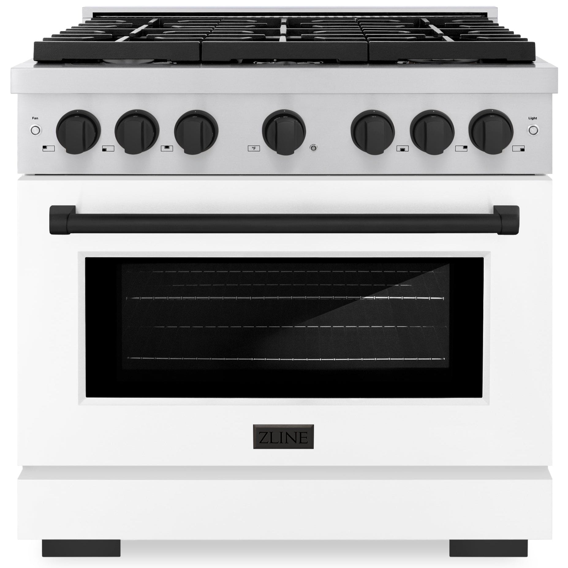 zline-autograph-paramount-36-in-5-2-cu-ft-gas-range-with-convection-gas-oven-6-burners-stainless-steel-with-white-matte-door-and-matte-black-accents-sgrz-wm-36-mb