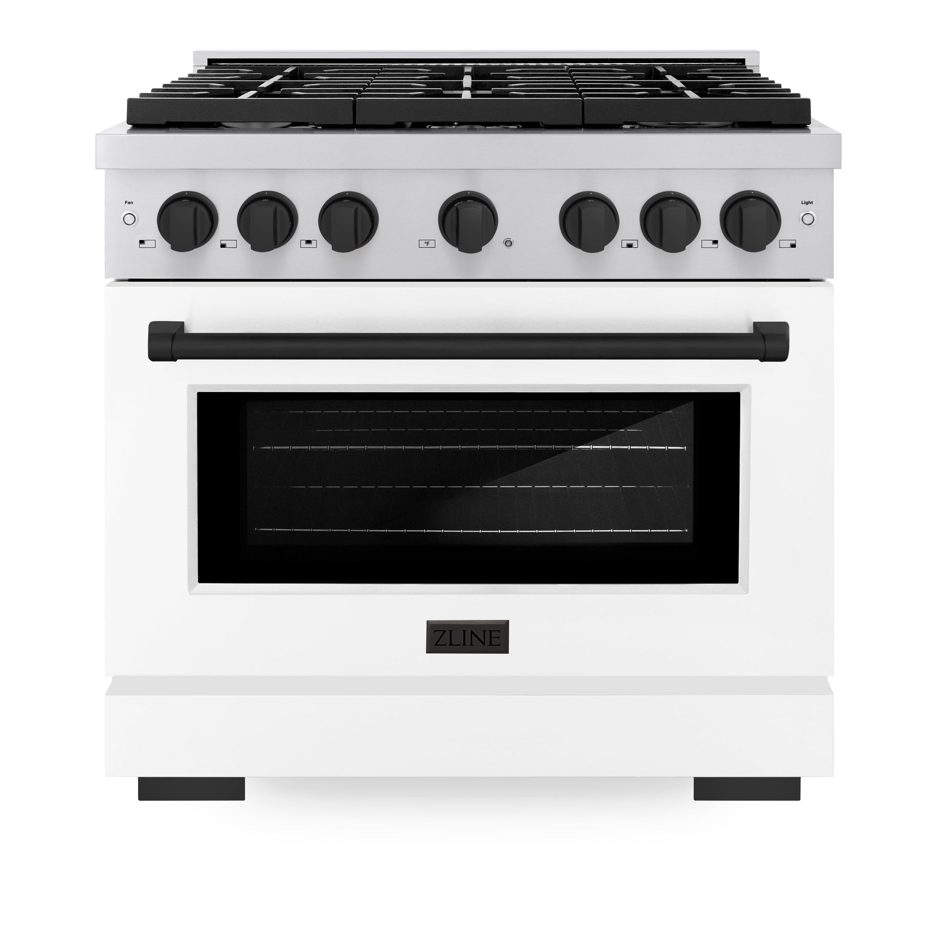 zline-autograph-paramount-36-in-5-2-cu-ft-gas-range-with-convection-gas-oven-6-burners-stainless-steel-with-white-matte-door-and-matte-black-accents-sgrz-wm-36-mb