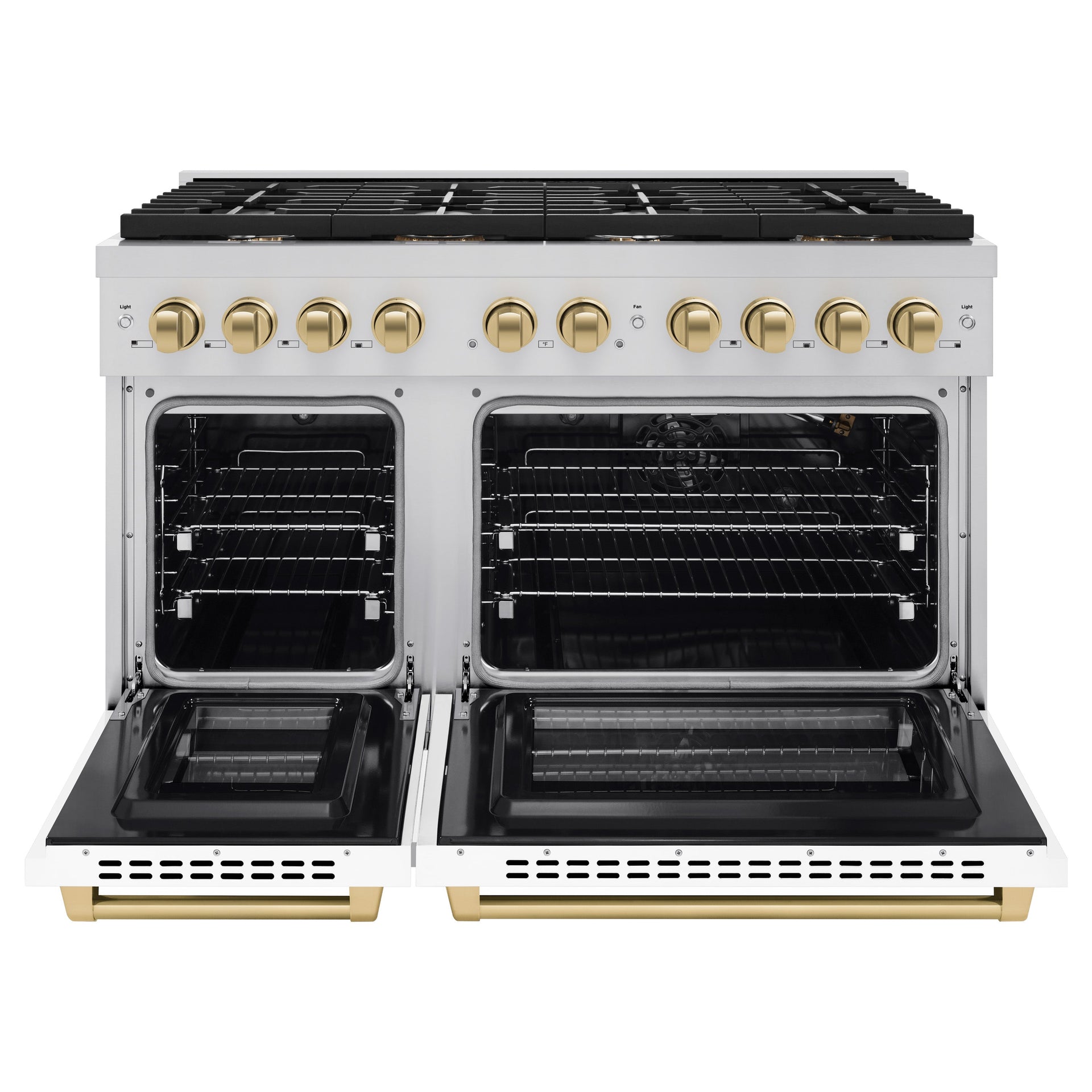 zline-autograph-48-in-6-7-cu-ft-paramount-double-oven-gas-range-with-8-burners-stainless-steel-with-white-matte-doors-and-champagne-bronze-accents-sgrz-wm-48-cb
