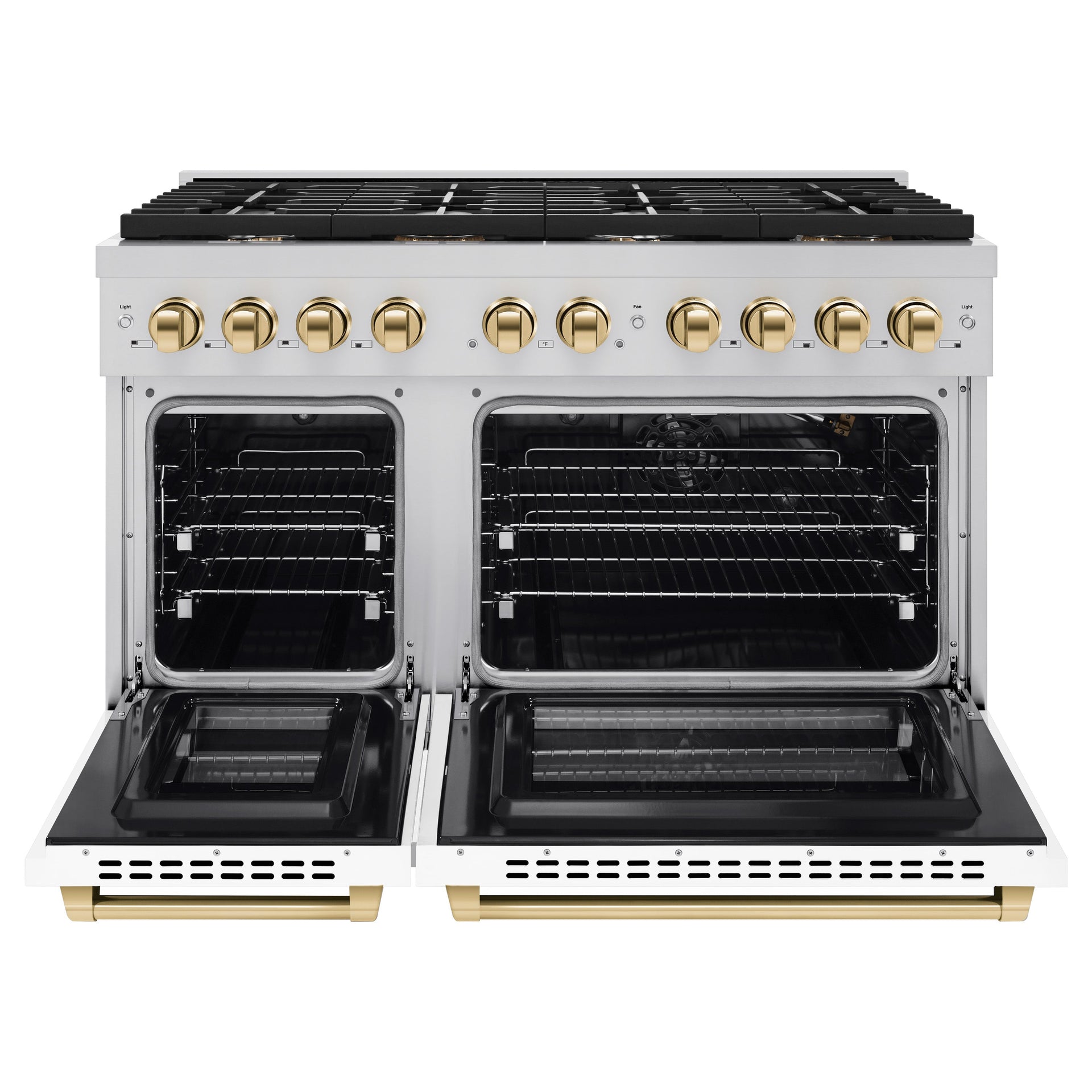 zline-autograph-edition-48-paramount-gas-range-with-dual-ovens-6-7-cu-ft-stainless-steel-with-white-matte-doors-gold-accents-sgrz-wm-48-g