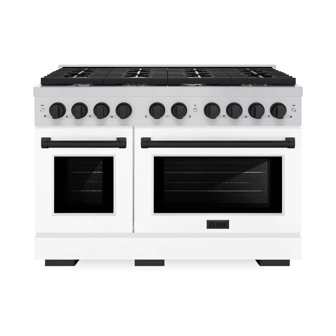 zline-autograph-48-double-oven-gas-range-6-7-cu-ft-stainless-steel-with-white-matte-doors-and-matte-black-accents-sgrz-wm-48-mb