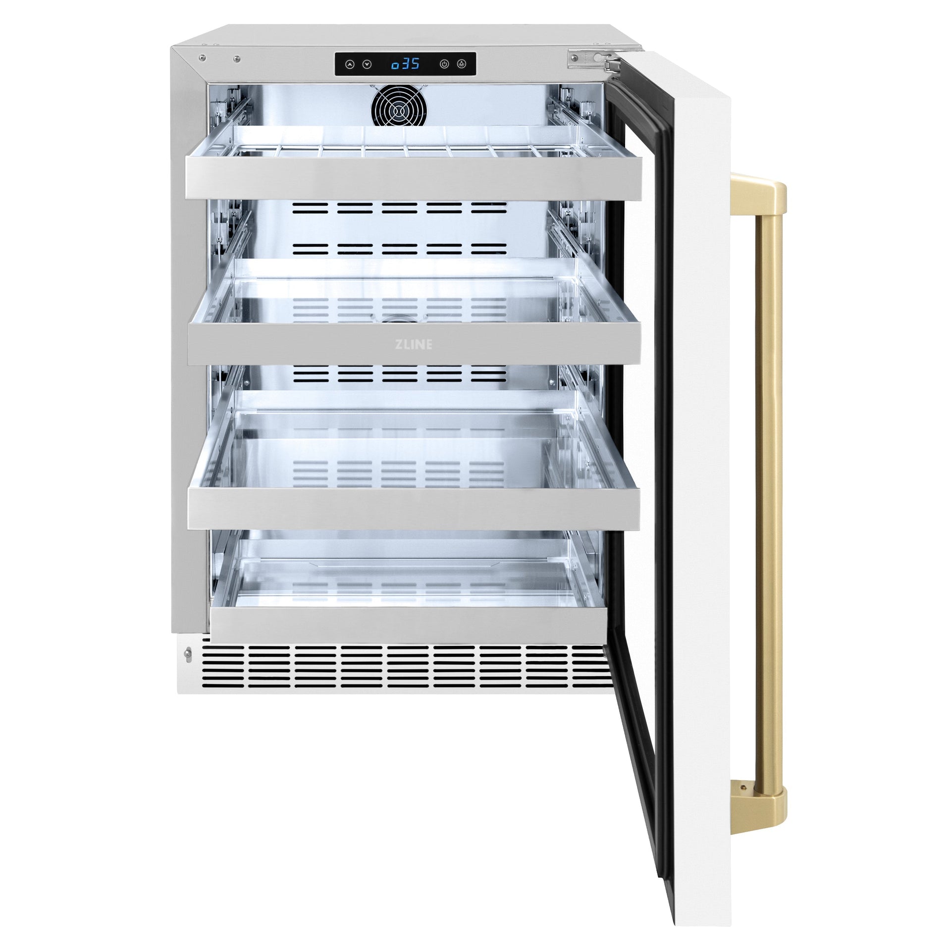 zline-autograph-24-touchstone-151-can-beverage-fridge-with-white-matte-glass-door-and-champagne-bronze-handle-rbsoz-wm-24-cb