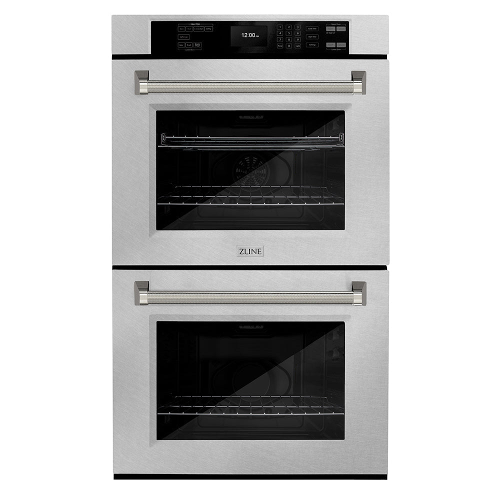 zline-autograph-30-professional-true-convection-double-wall-oven-with-air-fry-and-self-clean-in-satin-stainless-steel-with-polished-nickel-helix-handles-wadsz-30-kpn