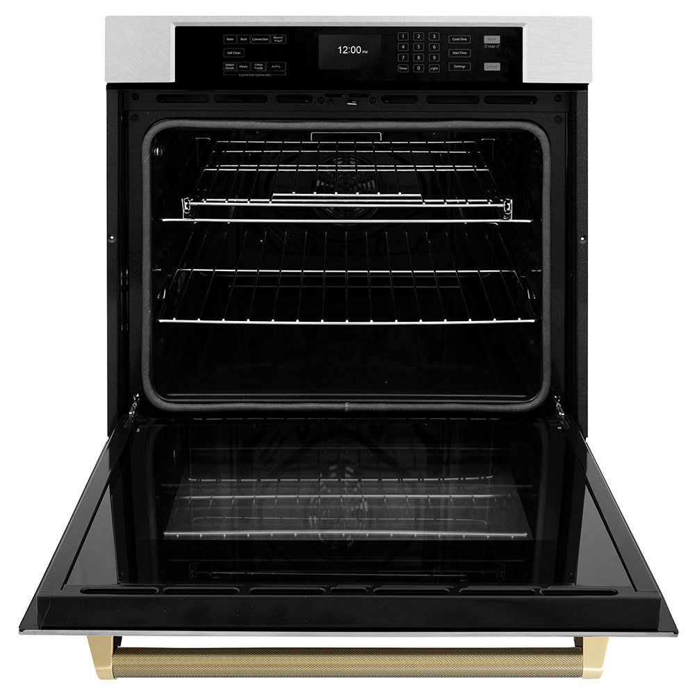 zline-autograph-30-professional-true-convection-single-wall-oven-with-air-fry-and-self-clean-in-satin-stainless-steel-with-champagne-bronze-helix-handle-wassz-30-kcb
