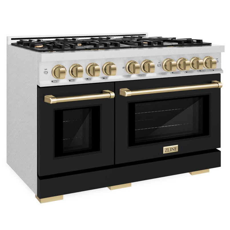 zline-48-in-gas-range-6-7-cu-ft-double-oven-with-8-burner-cooktop-satin-stainless-steel-with-black-matte-doors-champagne-bronze-accents-hgrsz-blm-48-cb