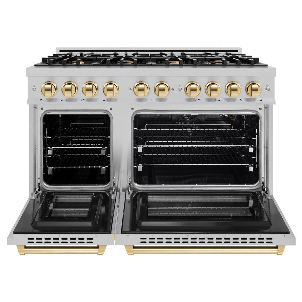 zline-48-in-gas-range-double-oven-6-7-cu-ft-8-burner-cooktop-satin-stainless-steel-with-polished-gold-accents-hgrsz-48-g