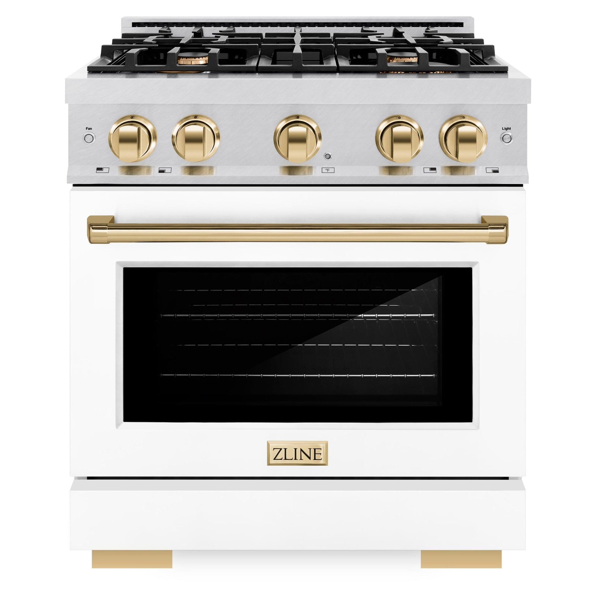 zline-30-in-dual-fuel-range-4-2-cu-ft-4-burner-gas-cooktop-electric-convection-oven-satin-stainless-steel-white-matte-door-polished-gold-accents-hdrsz-wm-30-g