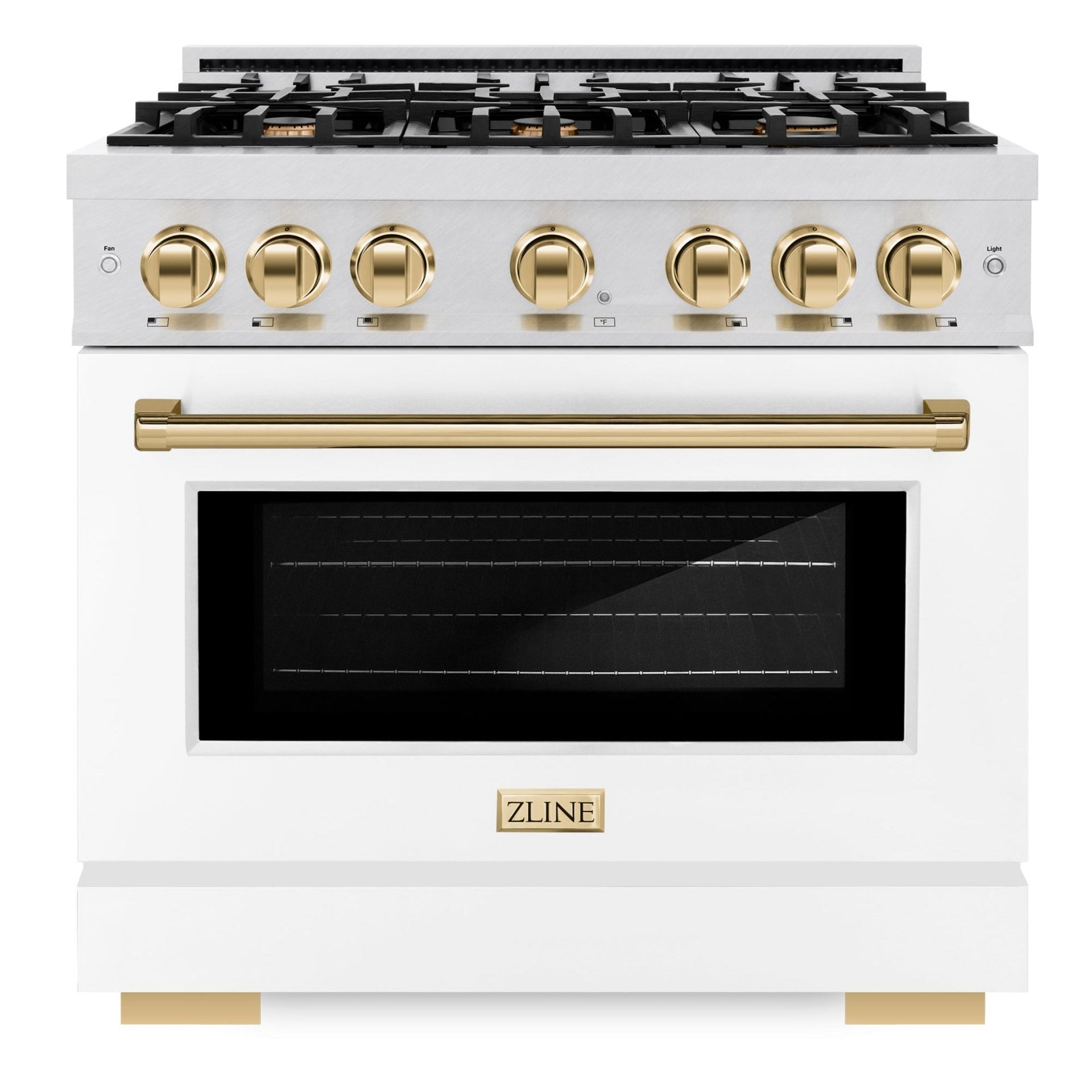 zline-36-in-dual-fuel-range-5-2-cu-ft-capacity-6-burner-gas-cooktop-electric-convection-oven-satin-stainless-steel-with-white-matte-door-and-polished-gold-accents-hdrsz-wm-36-g