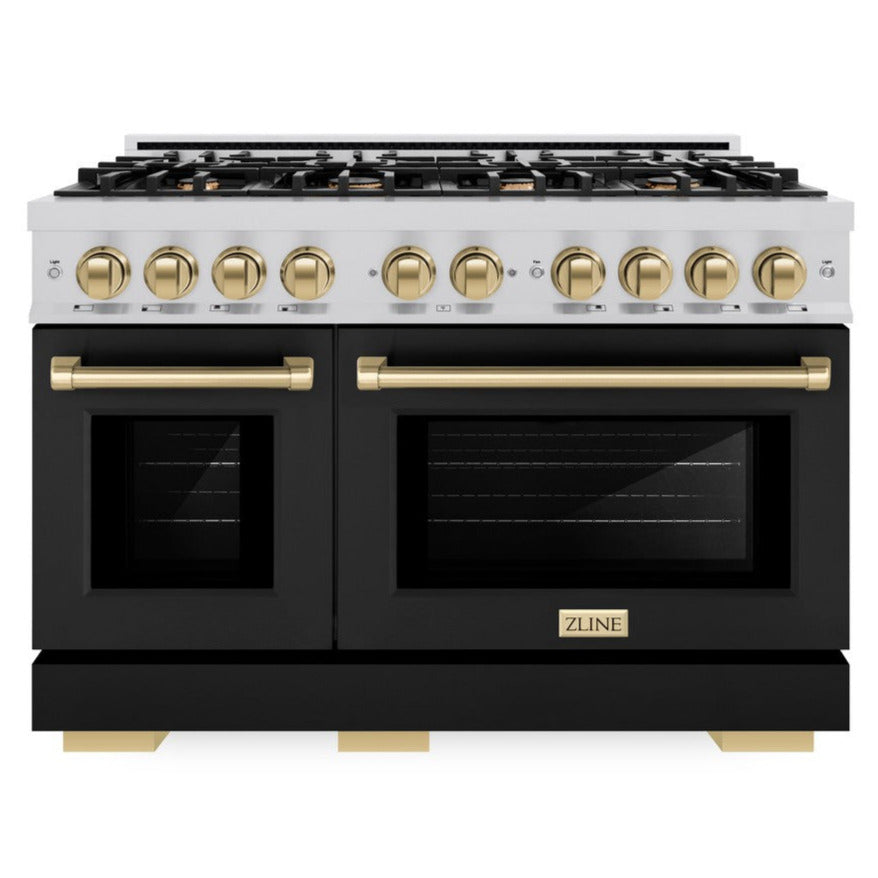 zline-48-in-dual-fuel-range-6-7-cu-ft-double-oven-8-burner-gas-cooktop-stainless-steel-black-matte-doors-champagne-bronze-accents-hdrz-blm-48-cb