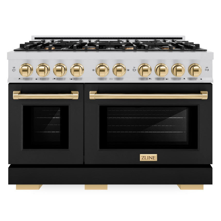 zline-48-in-dual-fuel-range-double-oven-6-7-cu-ft-8-burners-stainless-steel-black-matte-doors-polished-gold-accents-hdrz-blm-48-g