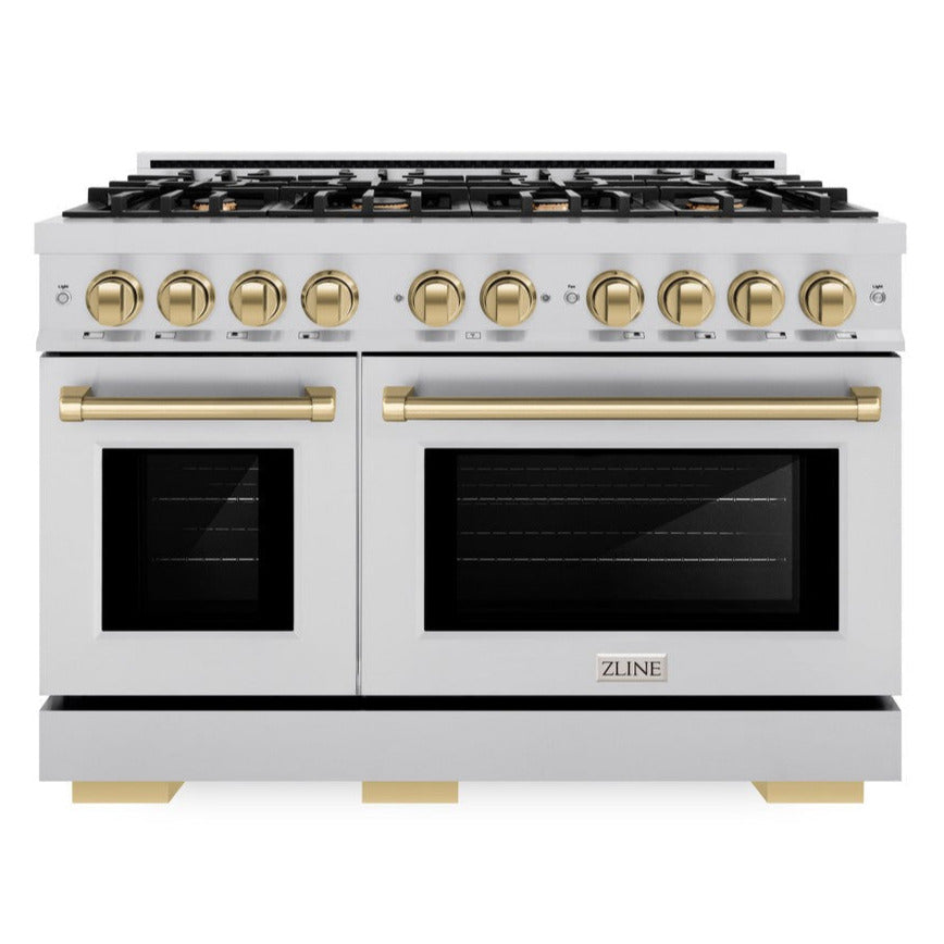 zline-48-in-gas-range-double-oven-6-7-cu-ft-8-burners-stainless-steel-with-champagne-bronze-accents-hgrz-48-cb