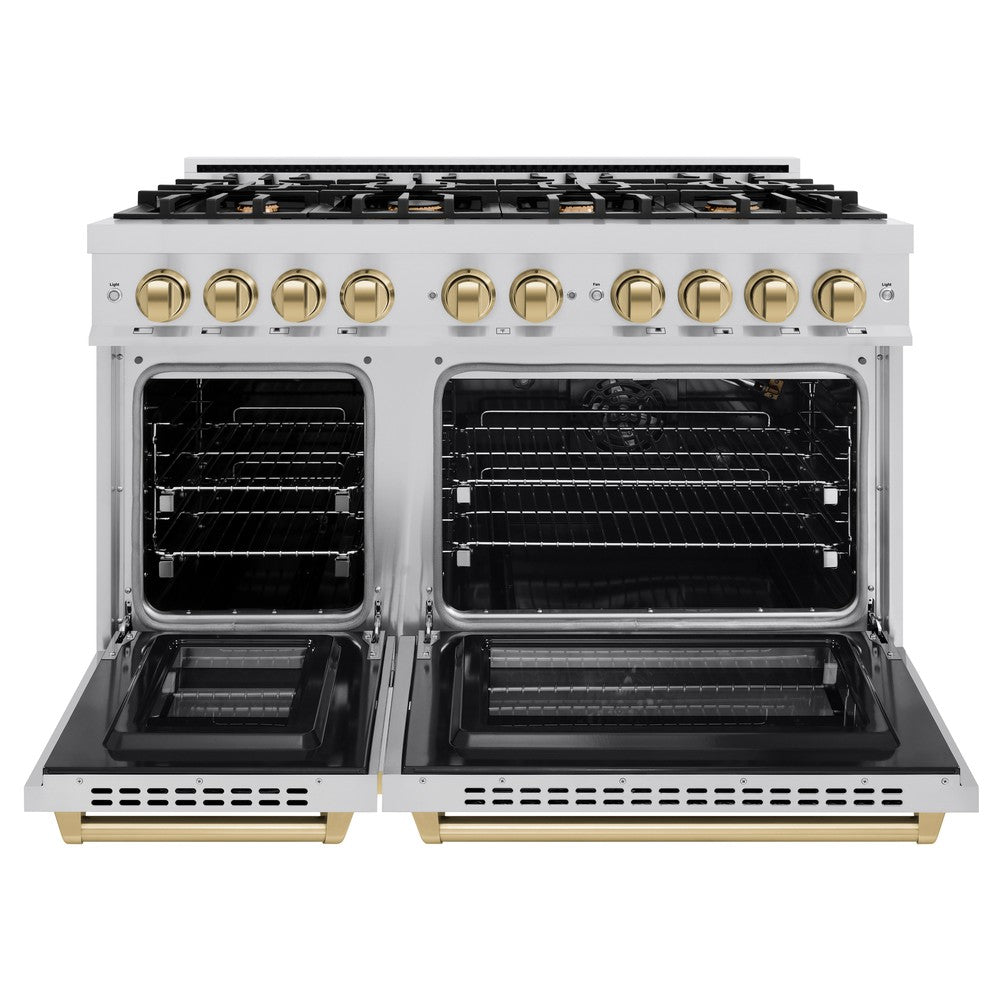 zline-48-in-gas-range-double-oven-6-7-cu-ft-8-burners-stainless-steel-with-champagne-bronze-accents-hgrz-48-cb