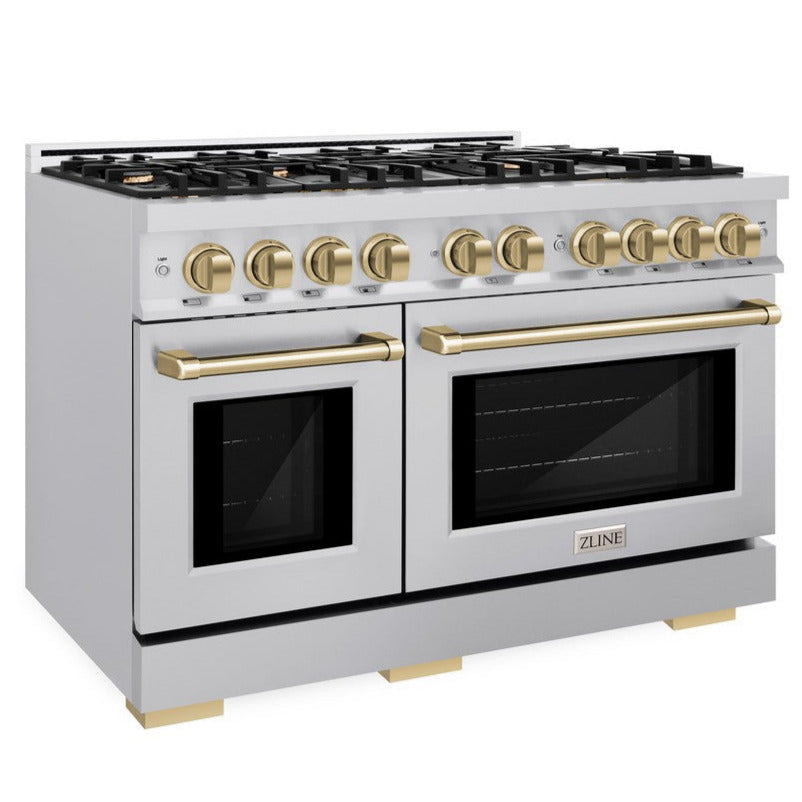 zline-48-in-gas-range-double-oven-6-7-cu-ft-8-burners-stainless-steel-with-champagne-bronze-accents-hgrz-48-cb