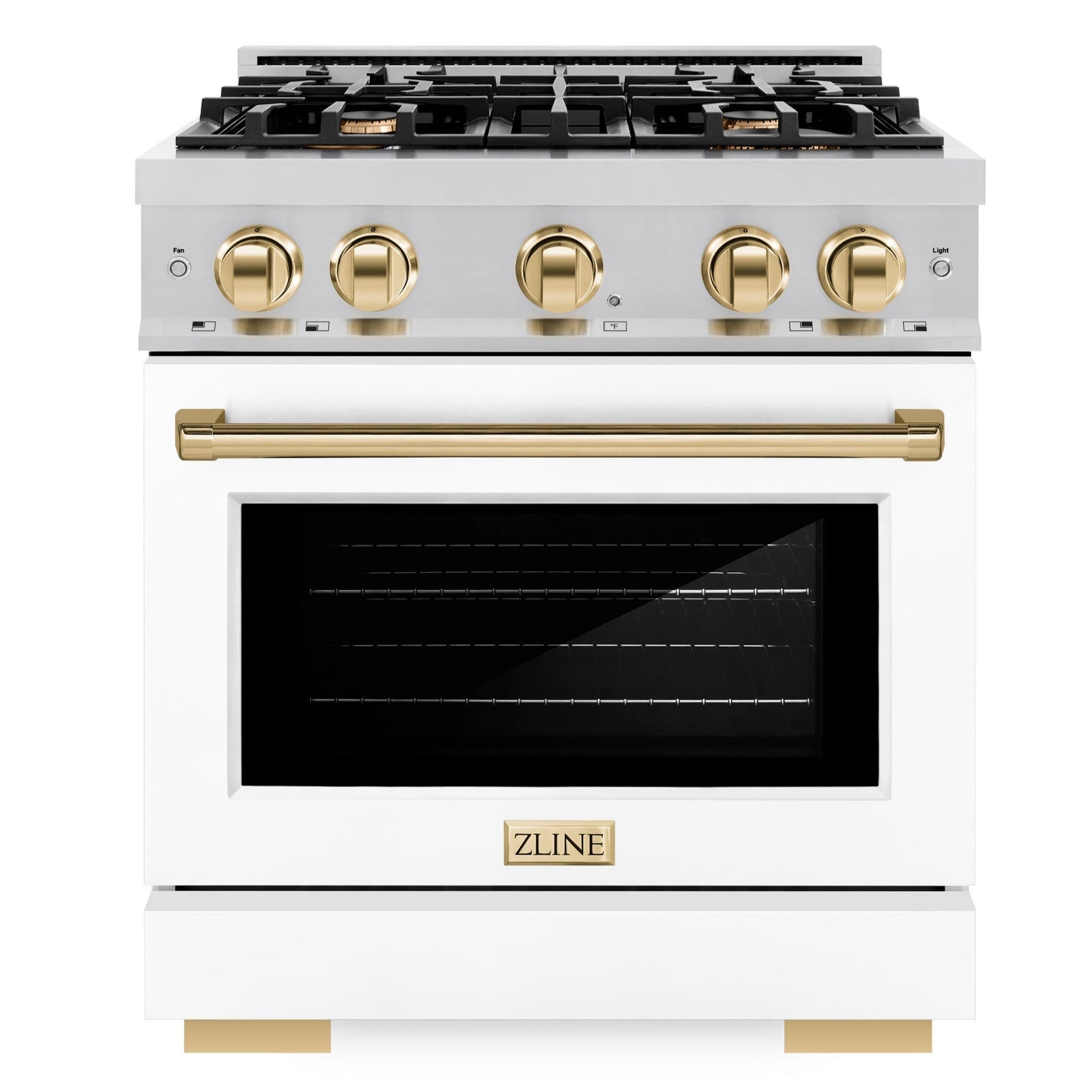 zline-30-in-select-dual-fuel-range-4-2-cu-ft-4-burner-gas-cooktop-electric-convection-oven-stainless-steel-white-matte-door-polished-gold-accents-hdrz-wm-30-g